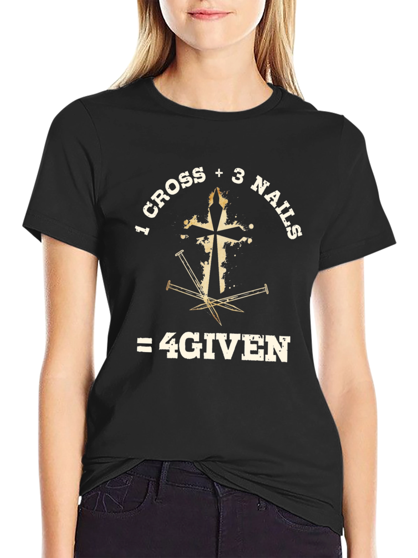Black 1 Cross + 3 Nails = 4GIVEN T-Shirt view 2