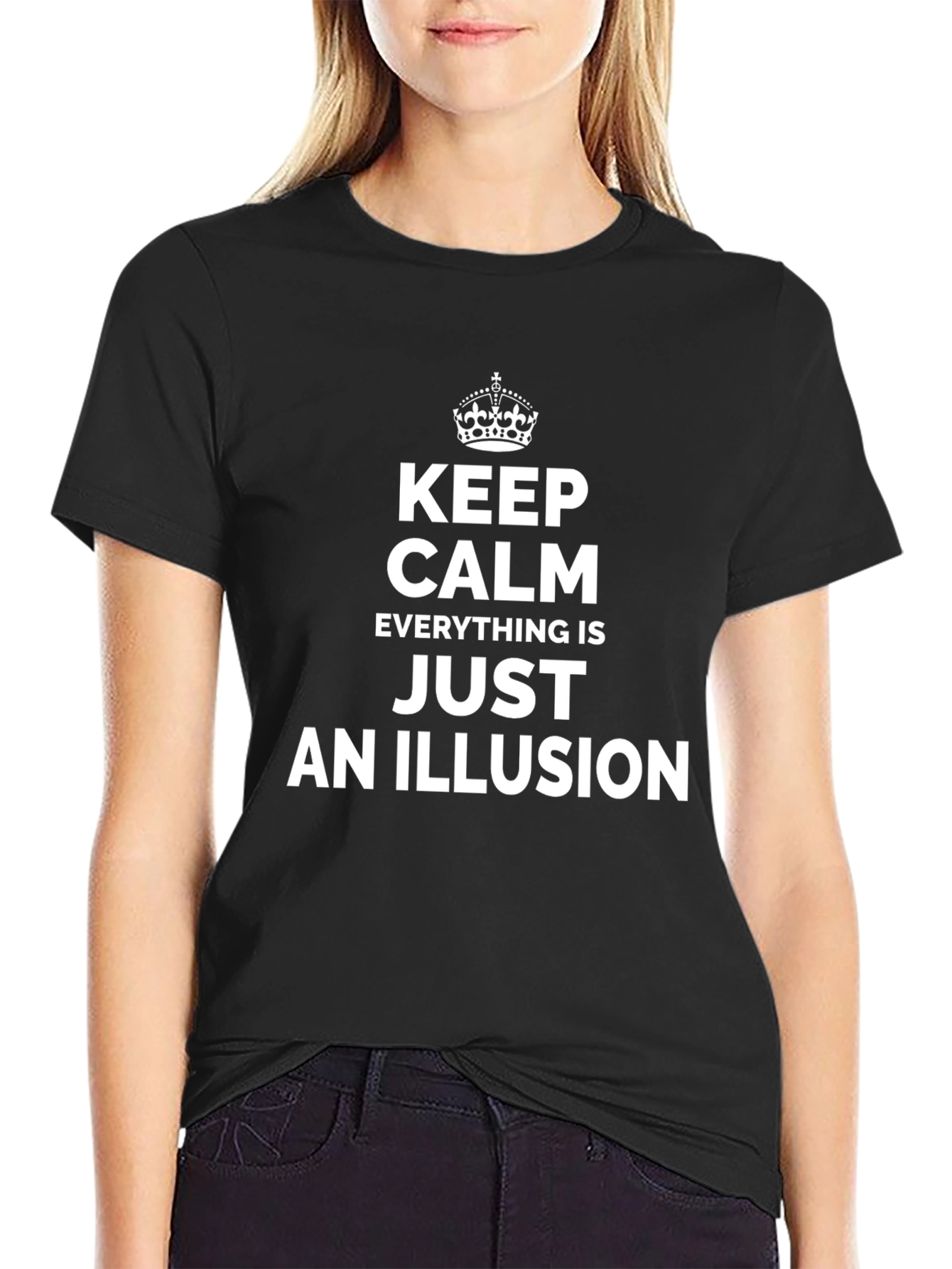 Black Keep Calm Illusion T-Shirt - Funny Graphic Tee view 2