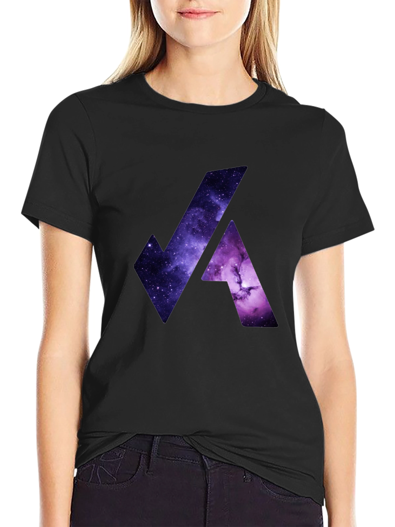 Black Cosmic Galaxy Graphic Tee - Black Cotton Blend view 2