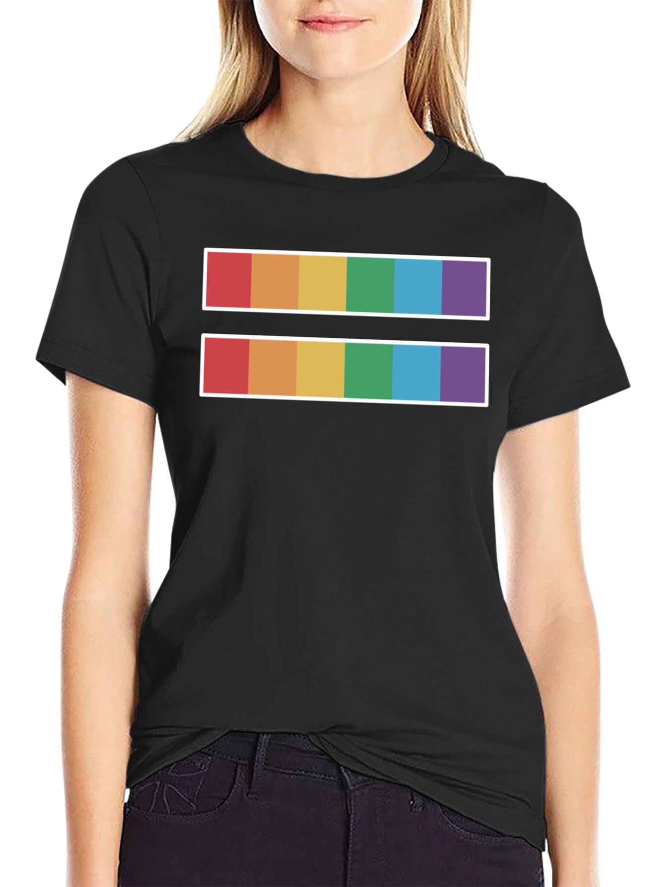 Black Equality Pride T-Shirt - Rainbow Symbol view 2
