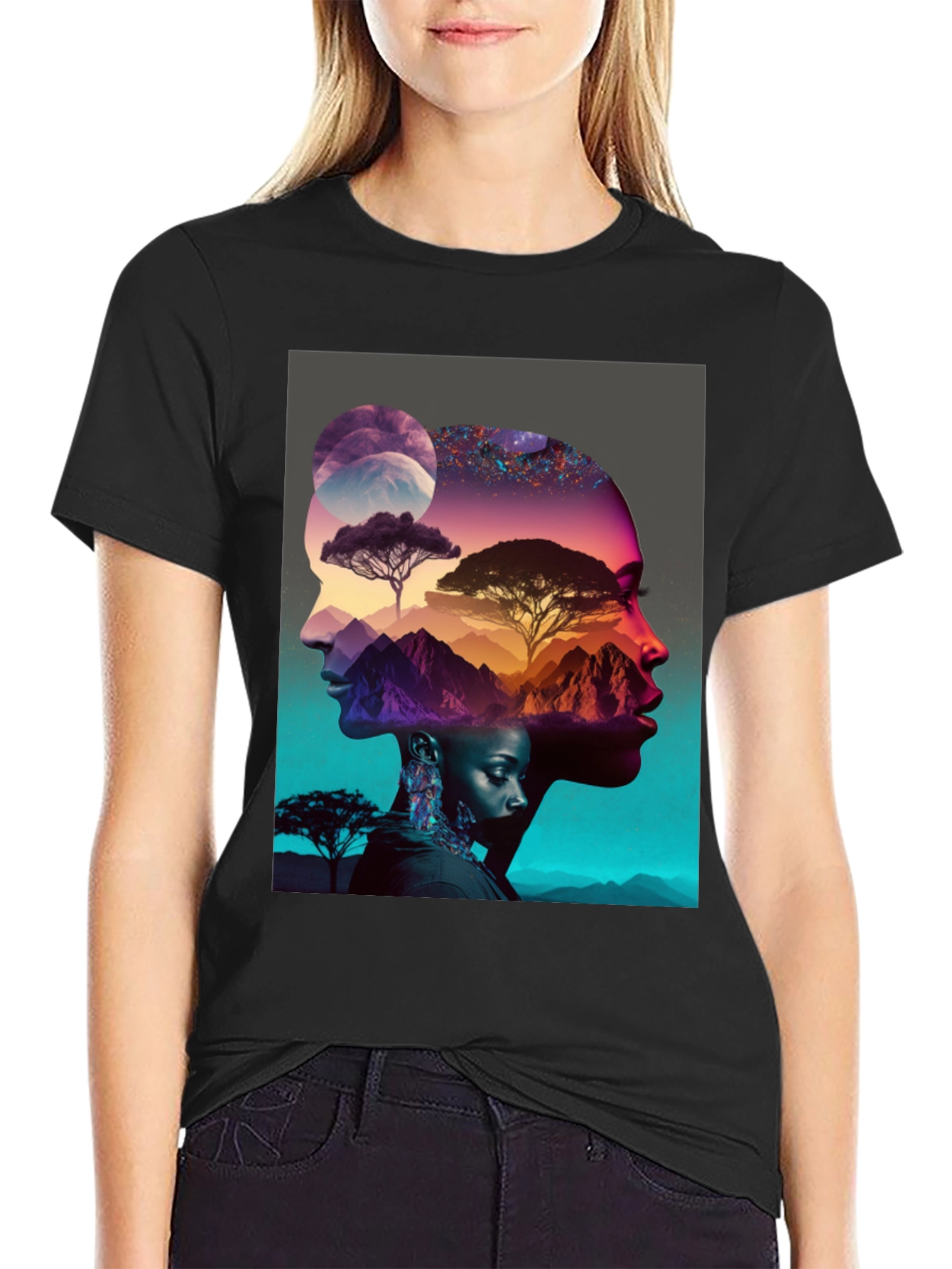 Artistic Afro Silhouette Graphic Tee - 2
