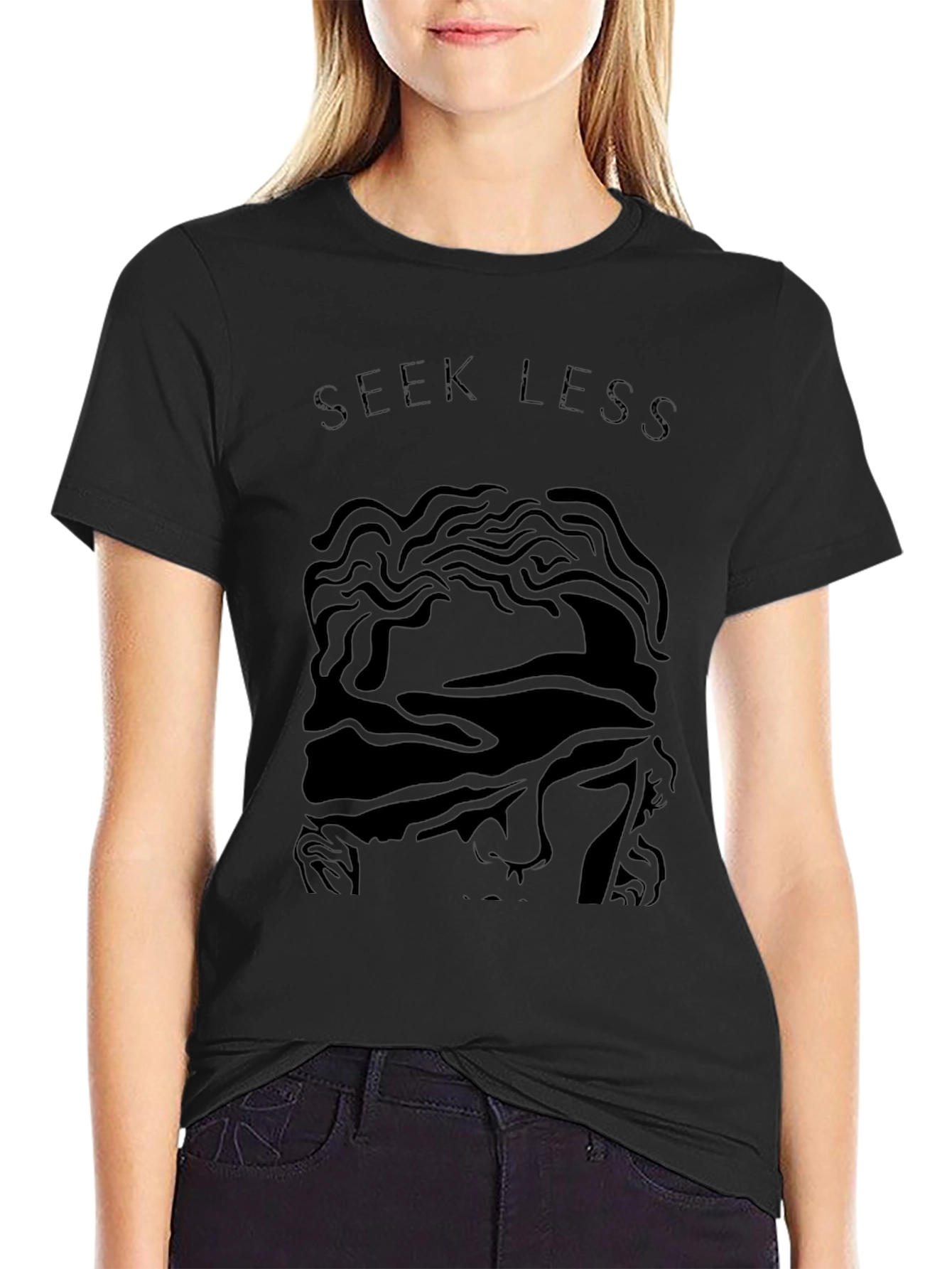Black Seek Less Graphic Tee - Black view 2