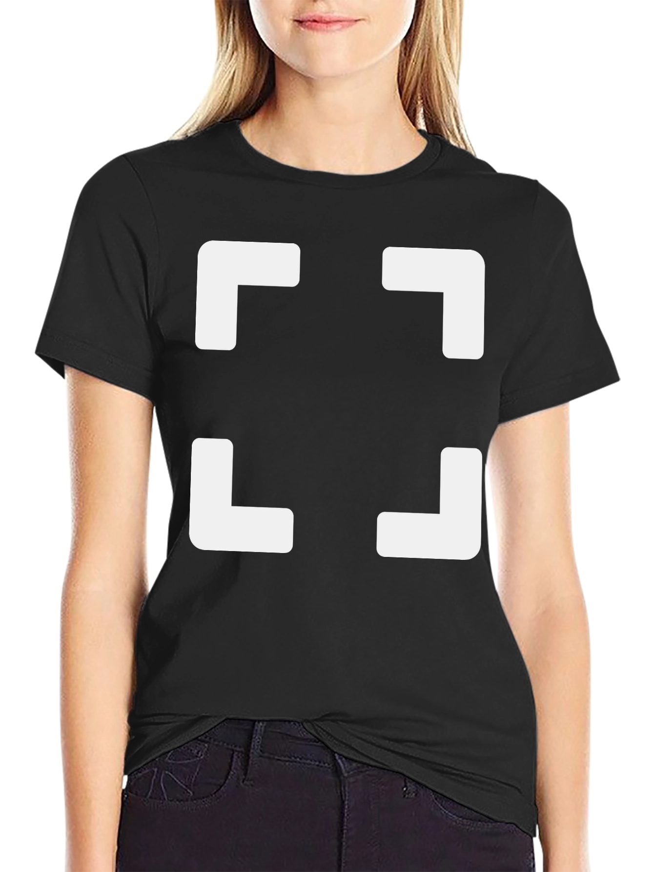 Black Geometric Square T-Shirt - Modern Minimalist Style view 2