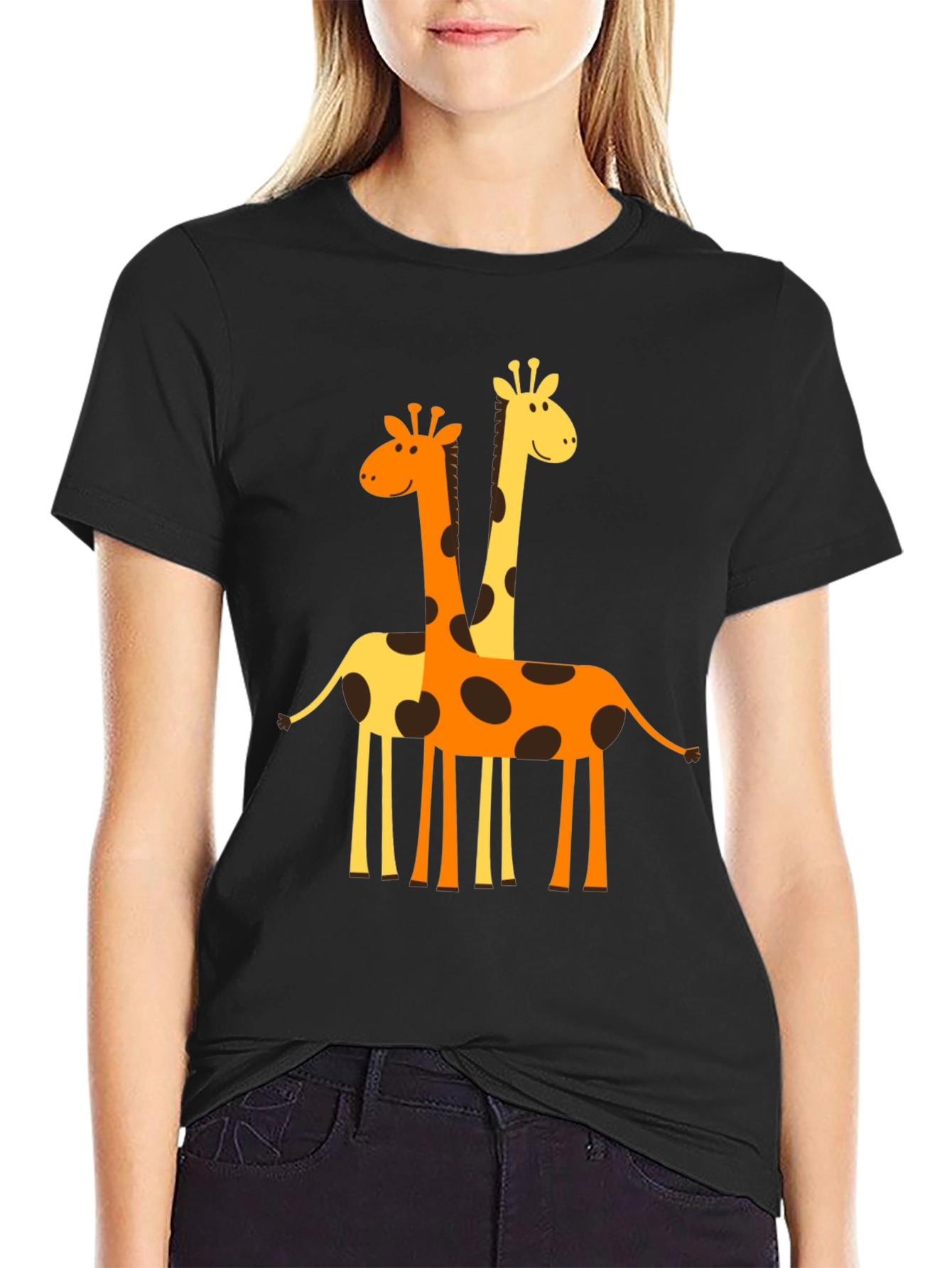 Black Giraffe Graphic Tee - Men's Black Crew Neck T-Shirt view 2