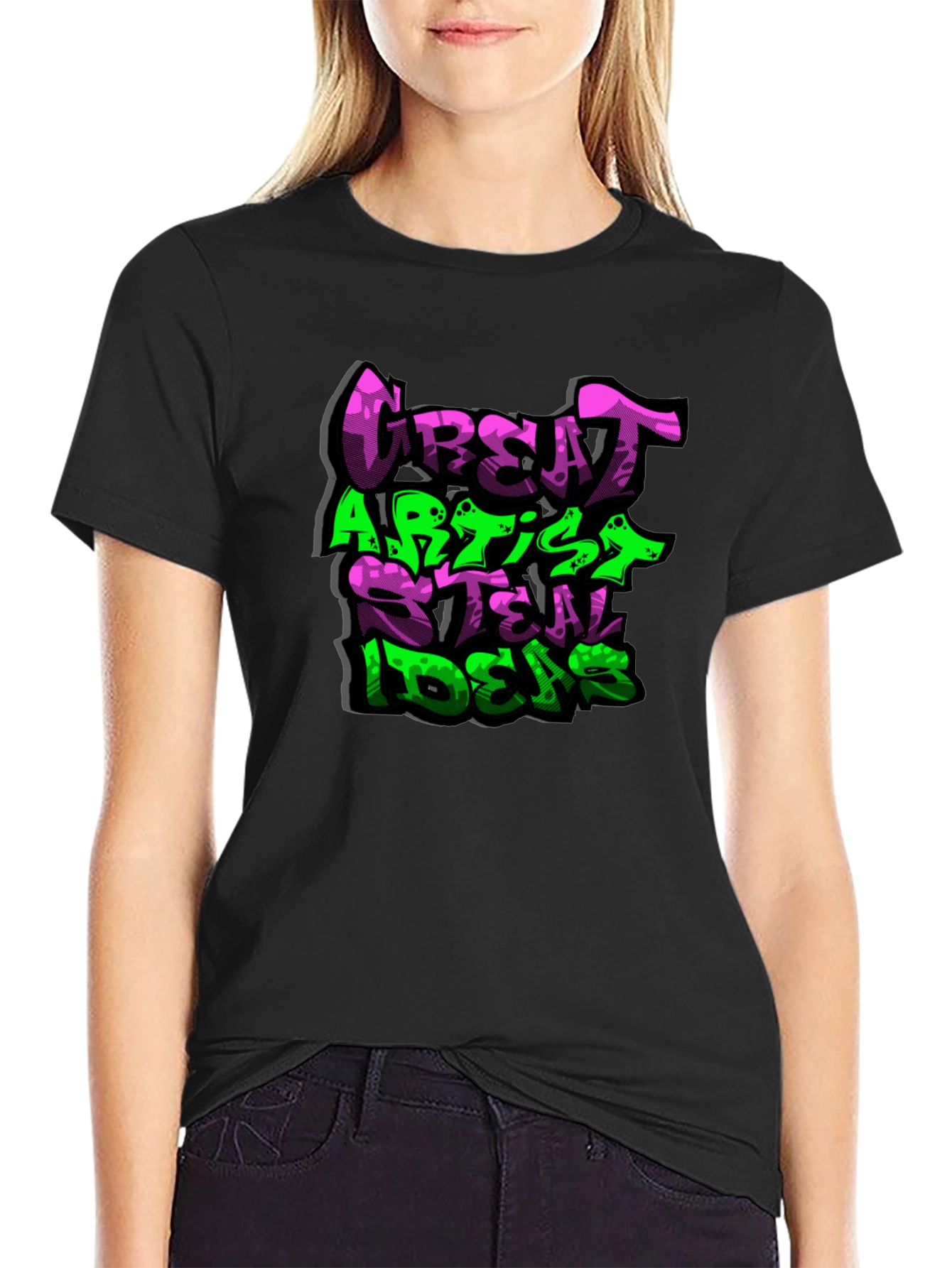 Black Great Artist Steal Ideas Graphic T-Shirt view 2