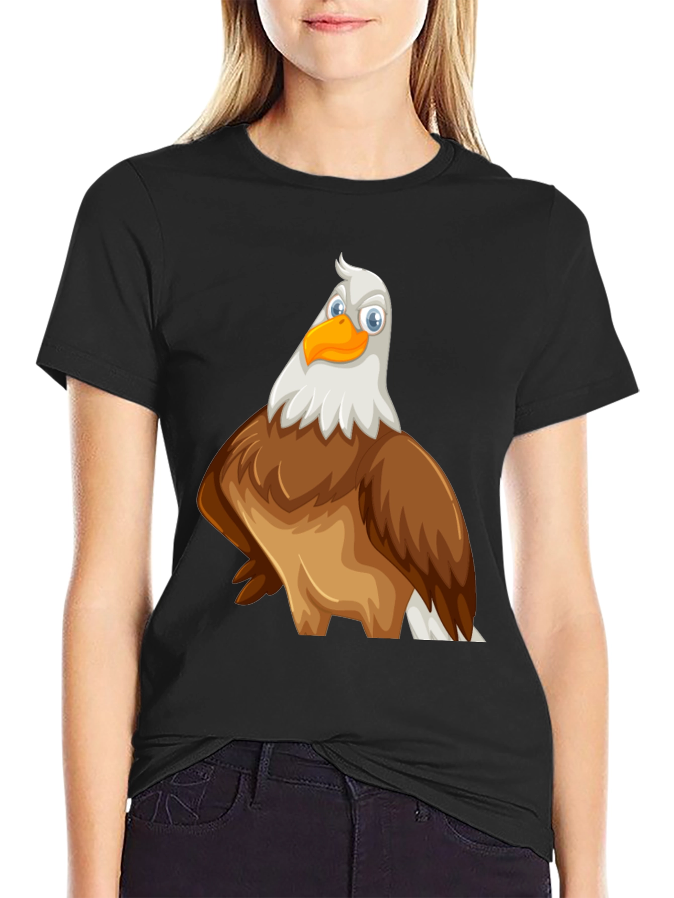 Black Eagle Cartoon Graphic Print Tee view 2