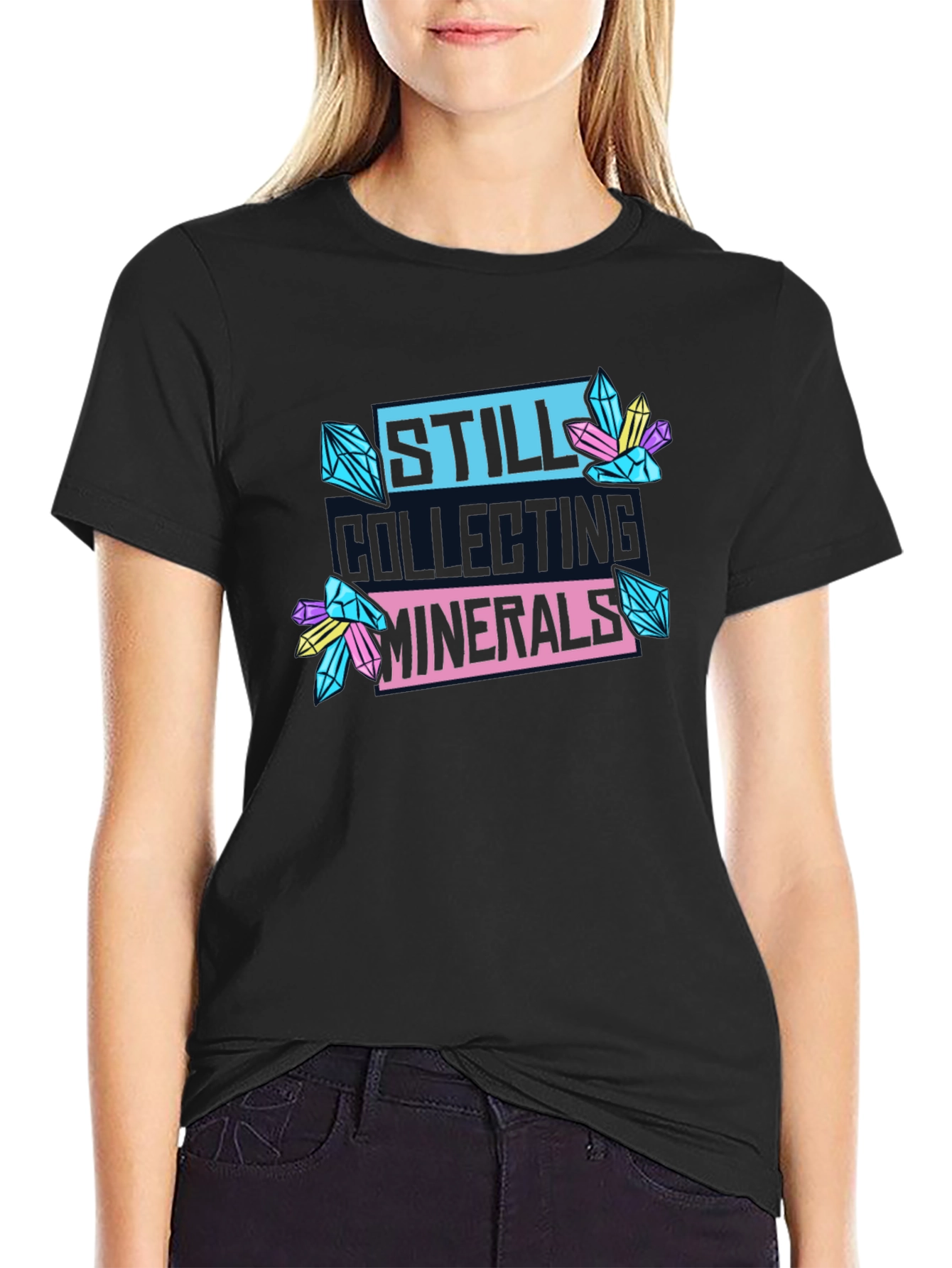 Black Still Collecting Minerals Black T-Shirt view 2