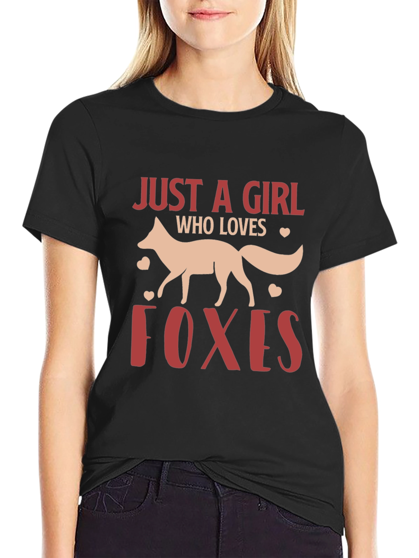 Black Just A Girl Who Loves Foxes T-Shirt view 2