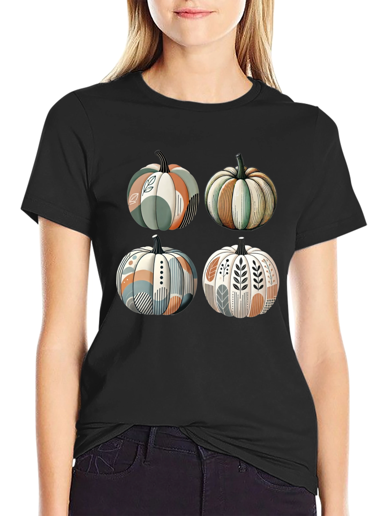 Black Trendy Pumpkin Patch T-Shirt view 2