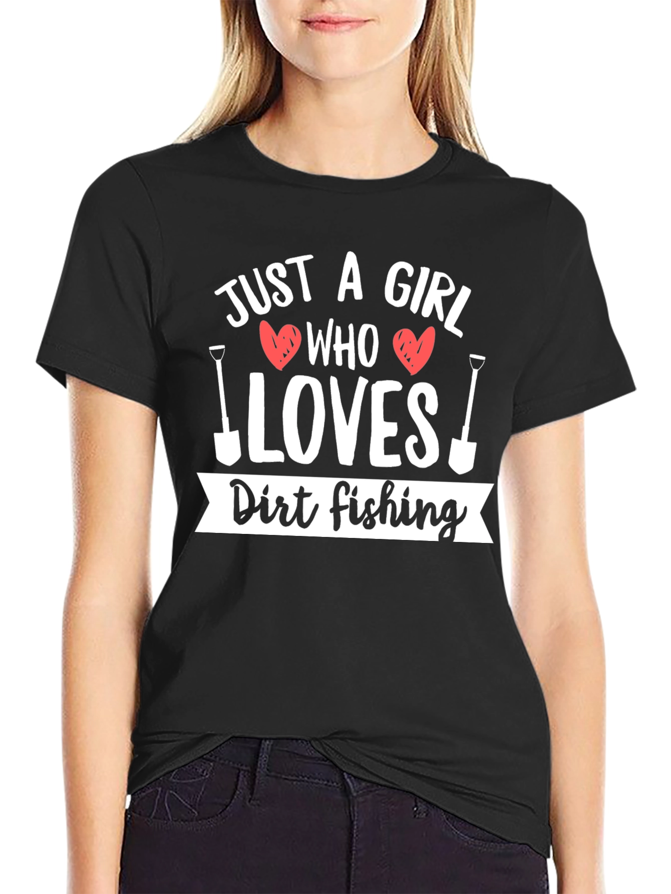 Black Dirt Fishing T-Shirt - Just A Girl Who Loves Gardening view 2