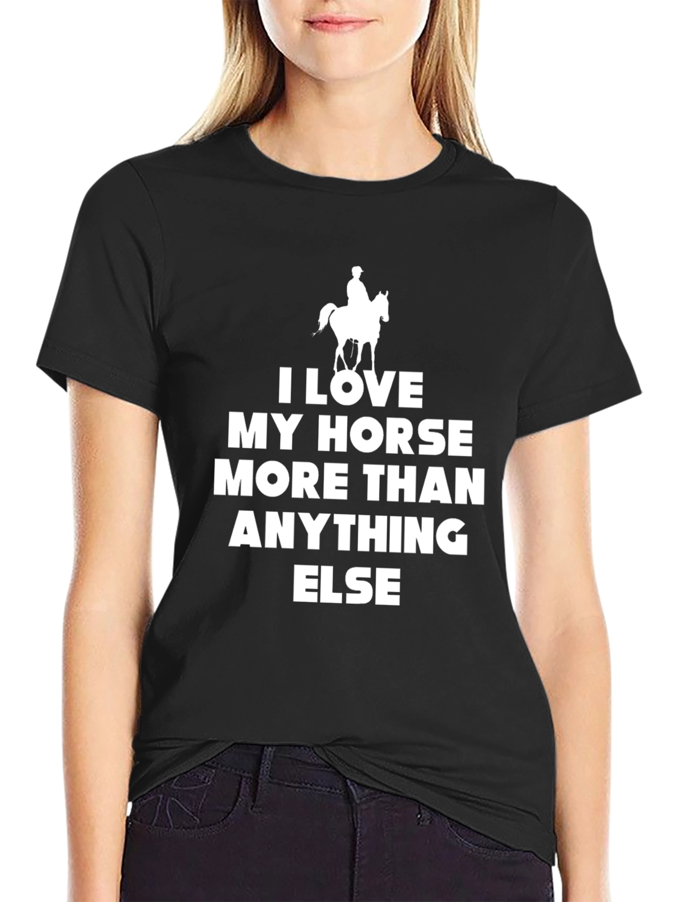 Black I Love My Horse T-Shirt - Equestrian Gift view 2