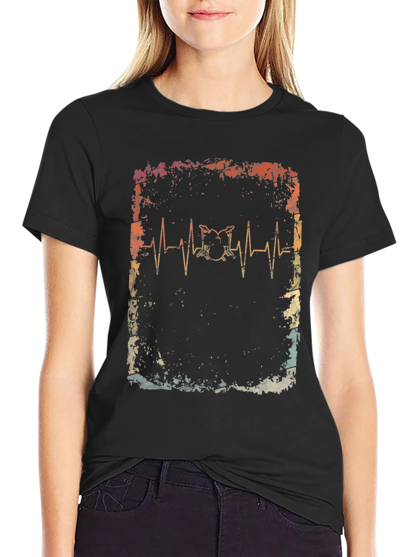 Black Drum Heartbeat T-Shirt view 2