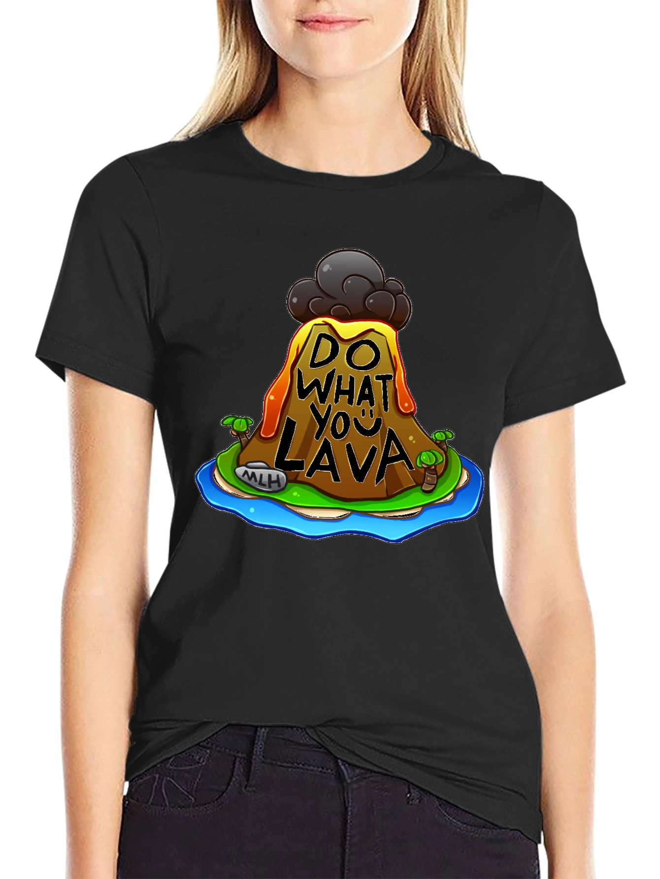 Black Do What You Lava Graphic Tee - Black Cotton T-Shirt view 2