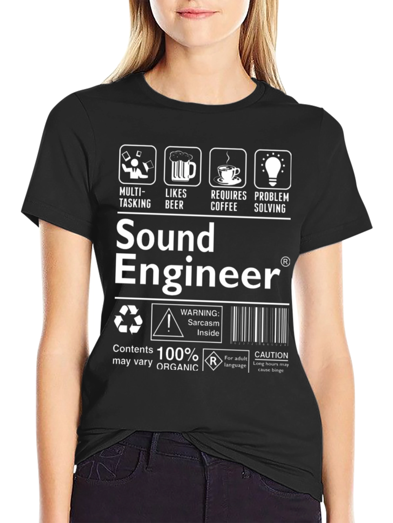 Black Sound Engineer Sarcasm Inside T-Shirt view 2