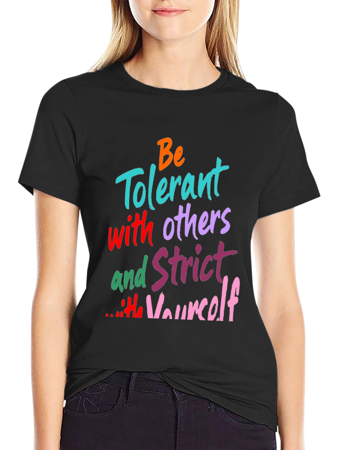 Black Be Tolerant Graphic Print T-Shirt view 2