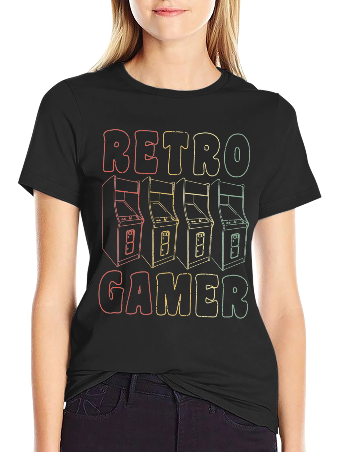 Black Retro Gamer T-Shirt - Classic Arcade Design view 2