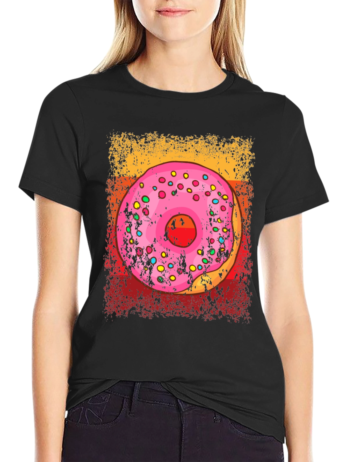 Black Donut T-Shirt - Sweet Treat Graphic Tee view 2
