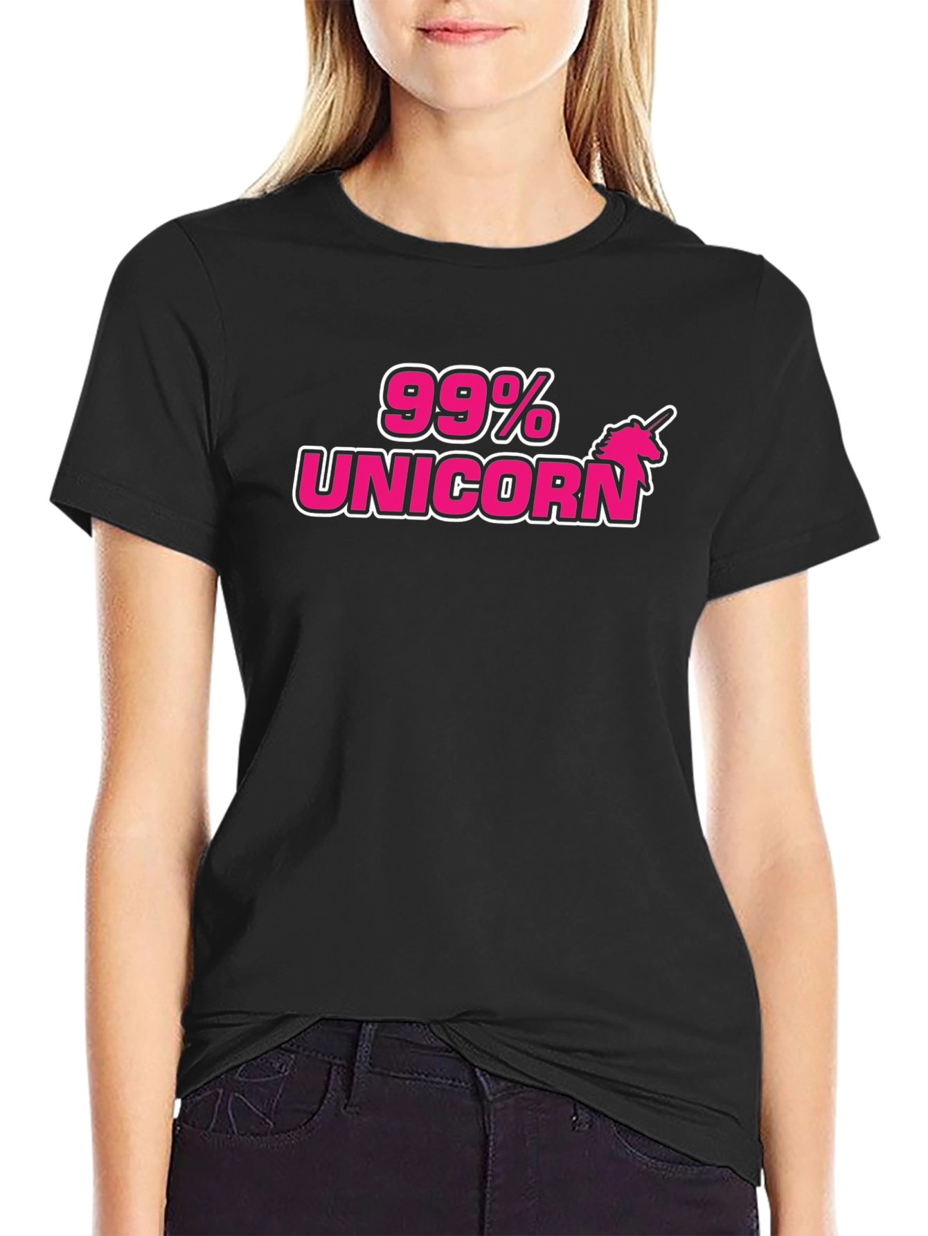 Black 99% Unicorn T-Shirt - Quirky Graphic Tee view 2