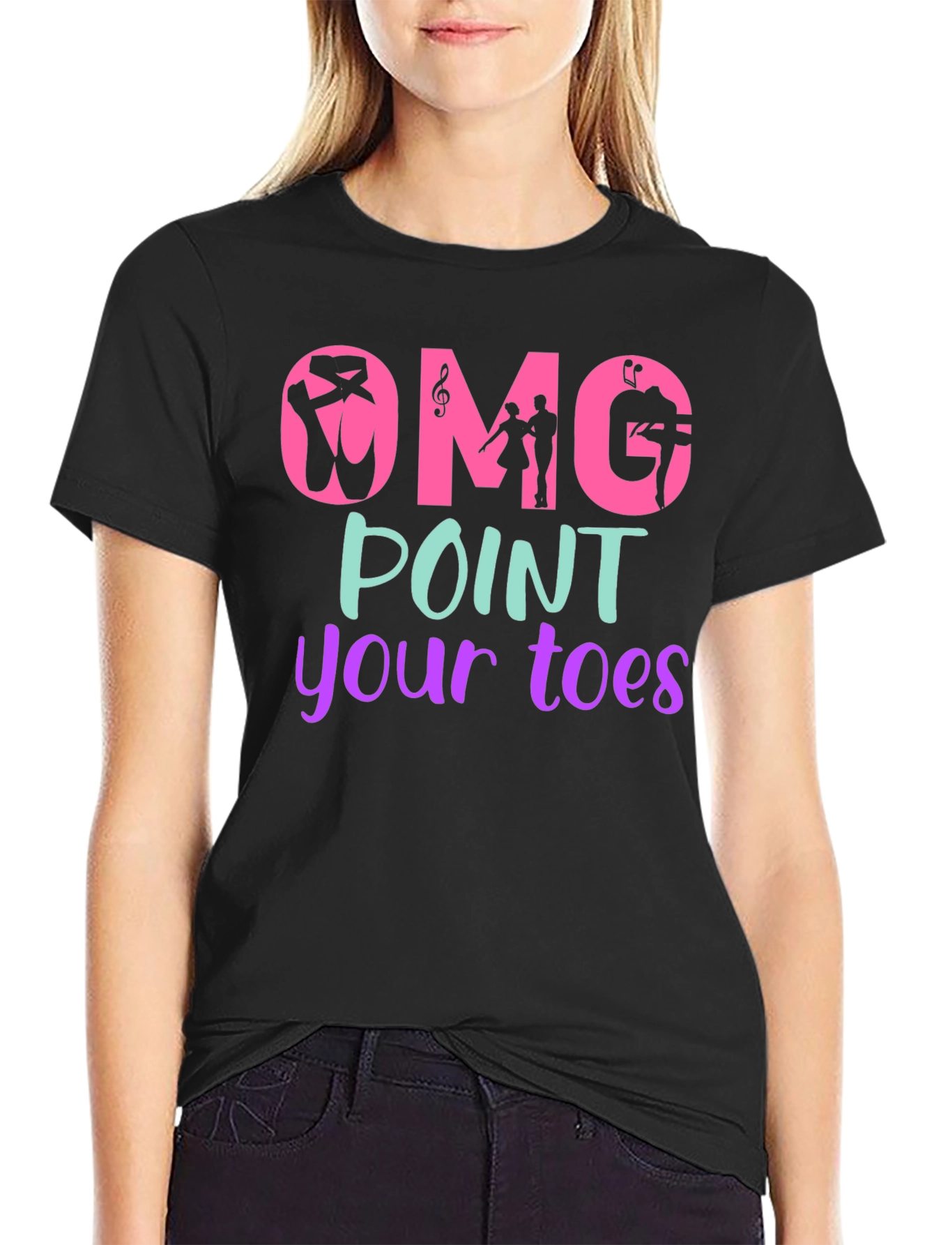 Black OMG Point Your Toes T-Shirt view 2