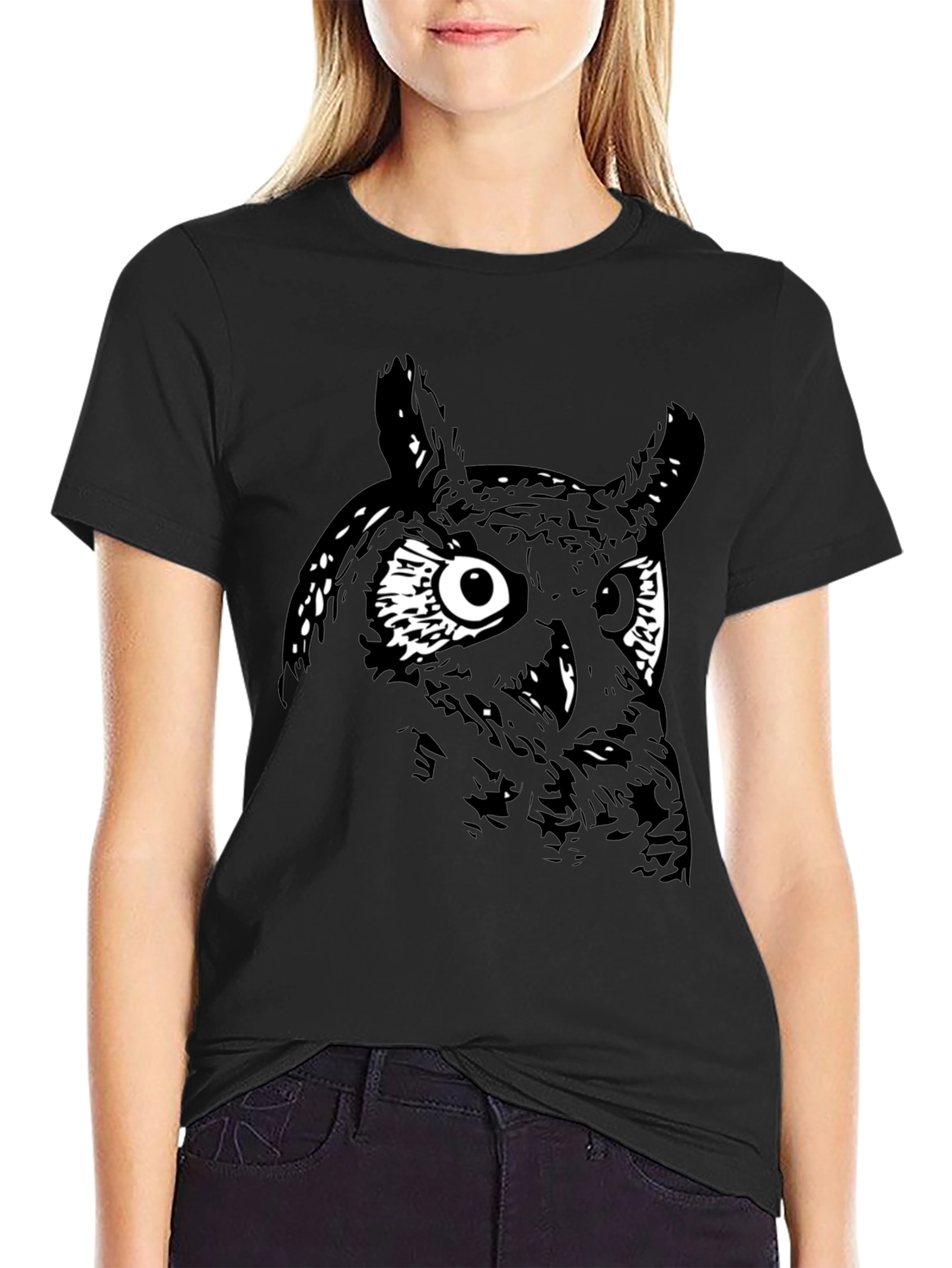 Black Men's Black Owl Graphic Tee view 2
