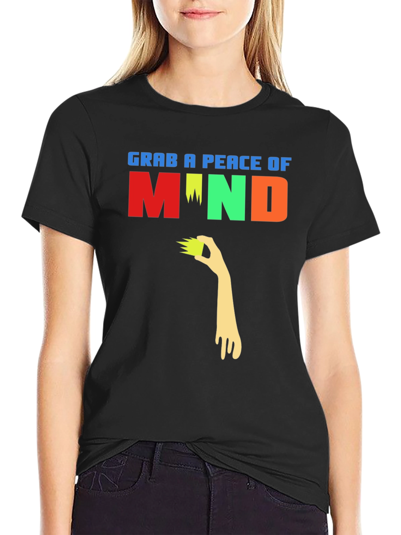 Black Grab A Peace Of Mind Graphic T-Shirt view 2