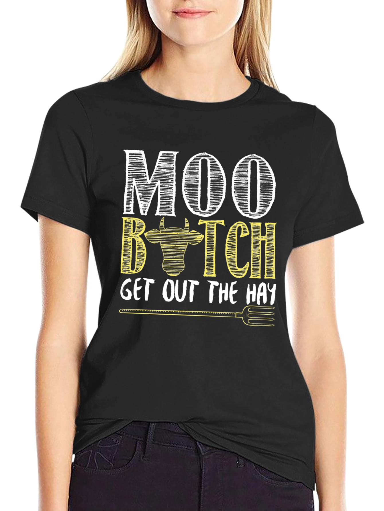 Black Moo B*tch T-Shirt - Farm Humor Novelty Tee view 2