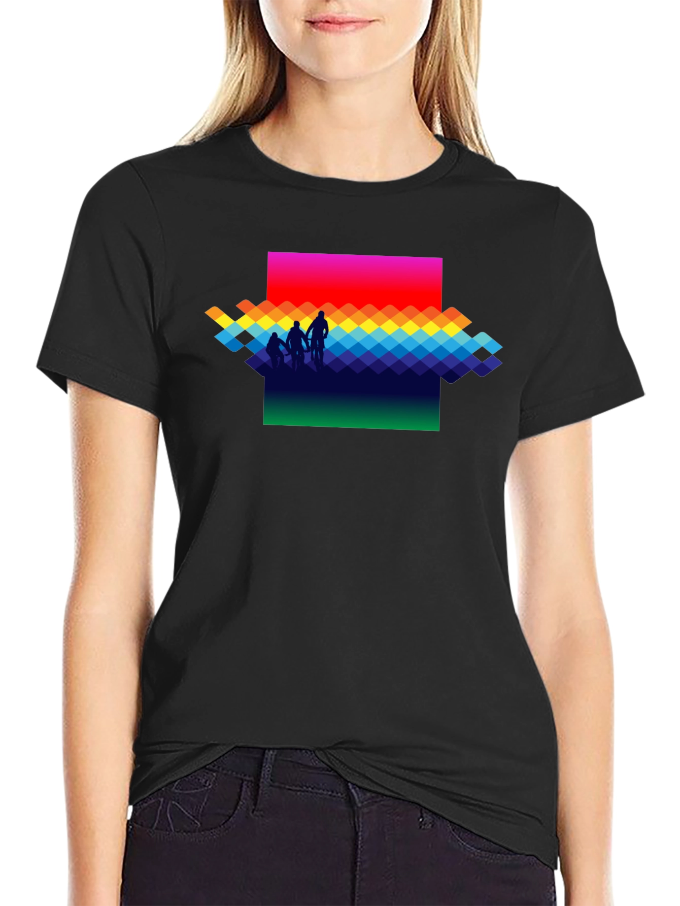 Black Rainbow Pixel Art T-Shirt - Stylish Graphic Tee view 2