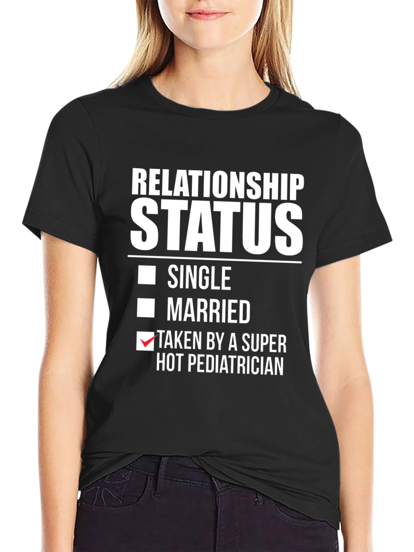 Black Relationship Status Pediatrician Graphic Tee view 2