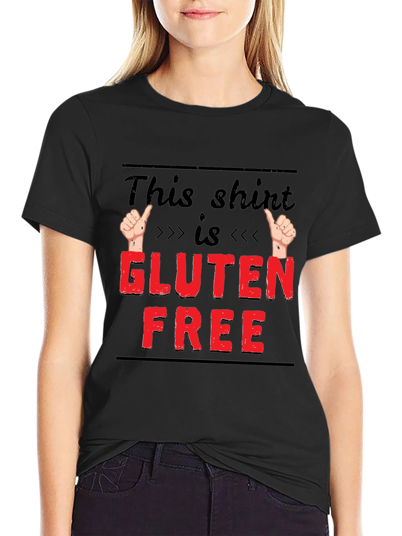 Black Gluten Free Funny T-Shirt, Novelty Tee for Foodies view 2