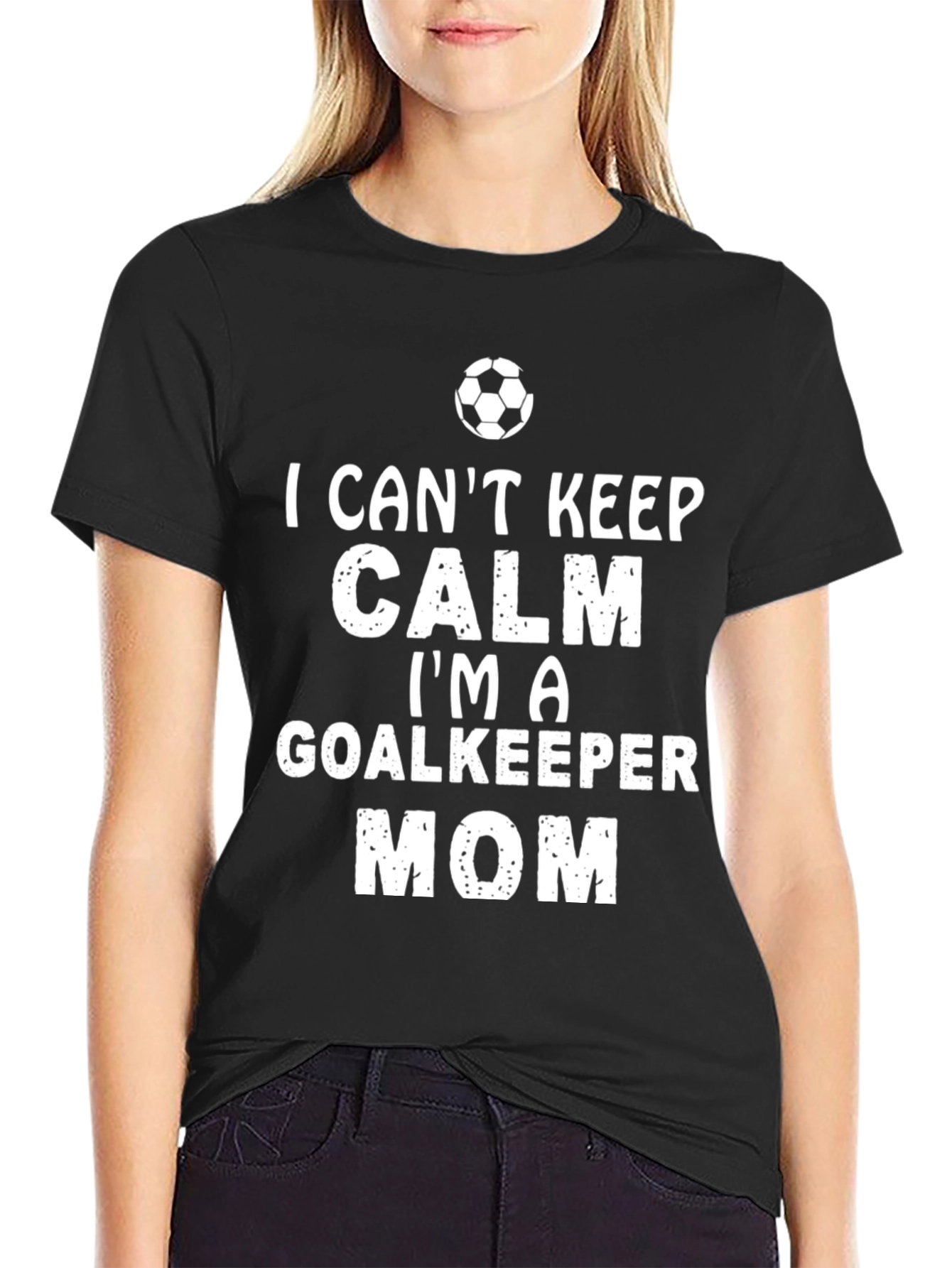 Black Goalkeeper Mom T-Shirt - I Can't Keep Calm! view 2