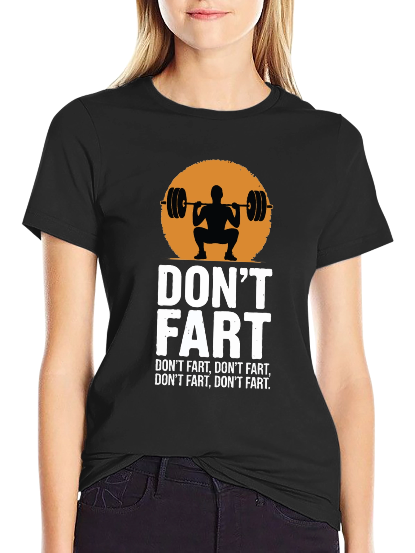 Black Don't Fart Squat Graphic Tee - Funny Workout Shirt view 2