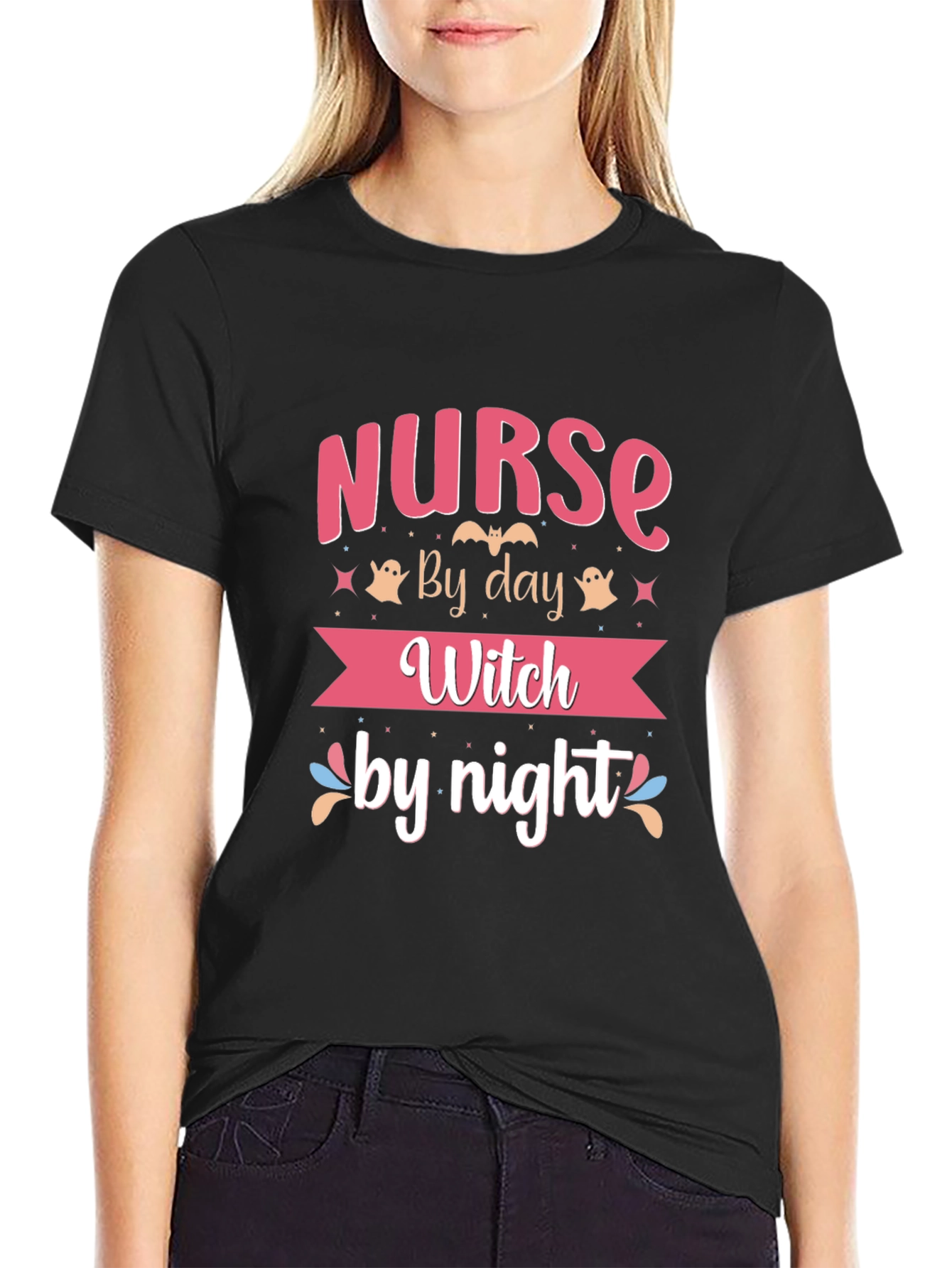 Black Nurse by Day Witch by Night T-Shirt view 2
