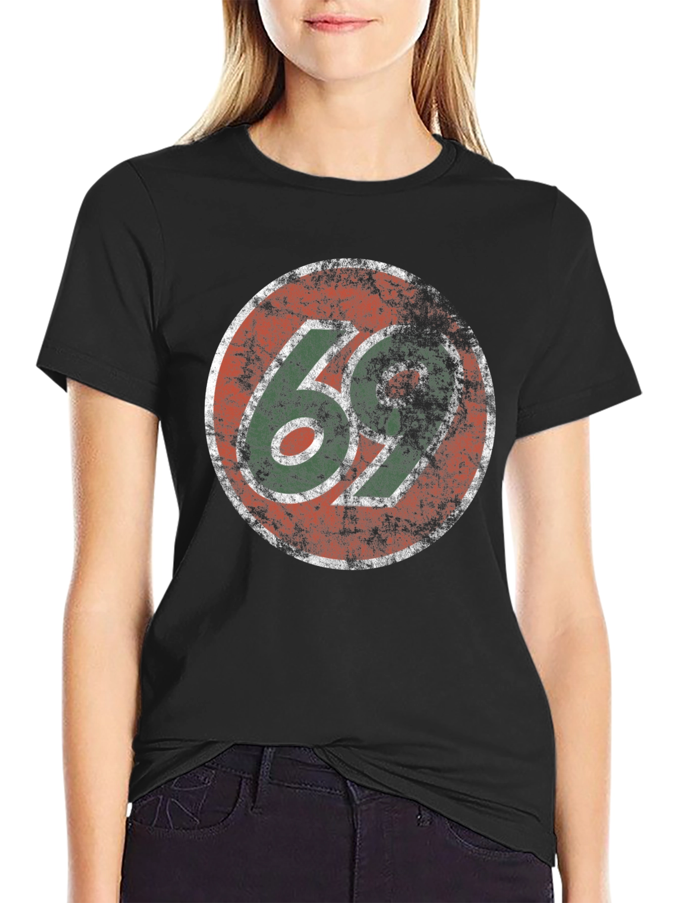 Black Vintage 69 Graphic Print Tee - Retro Style view 2
