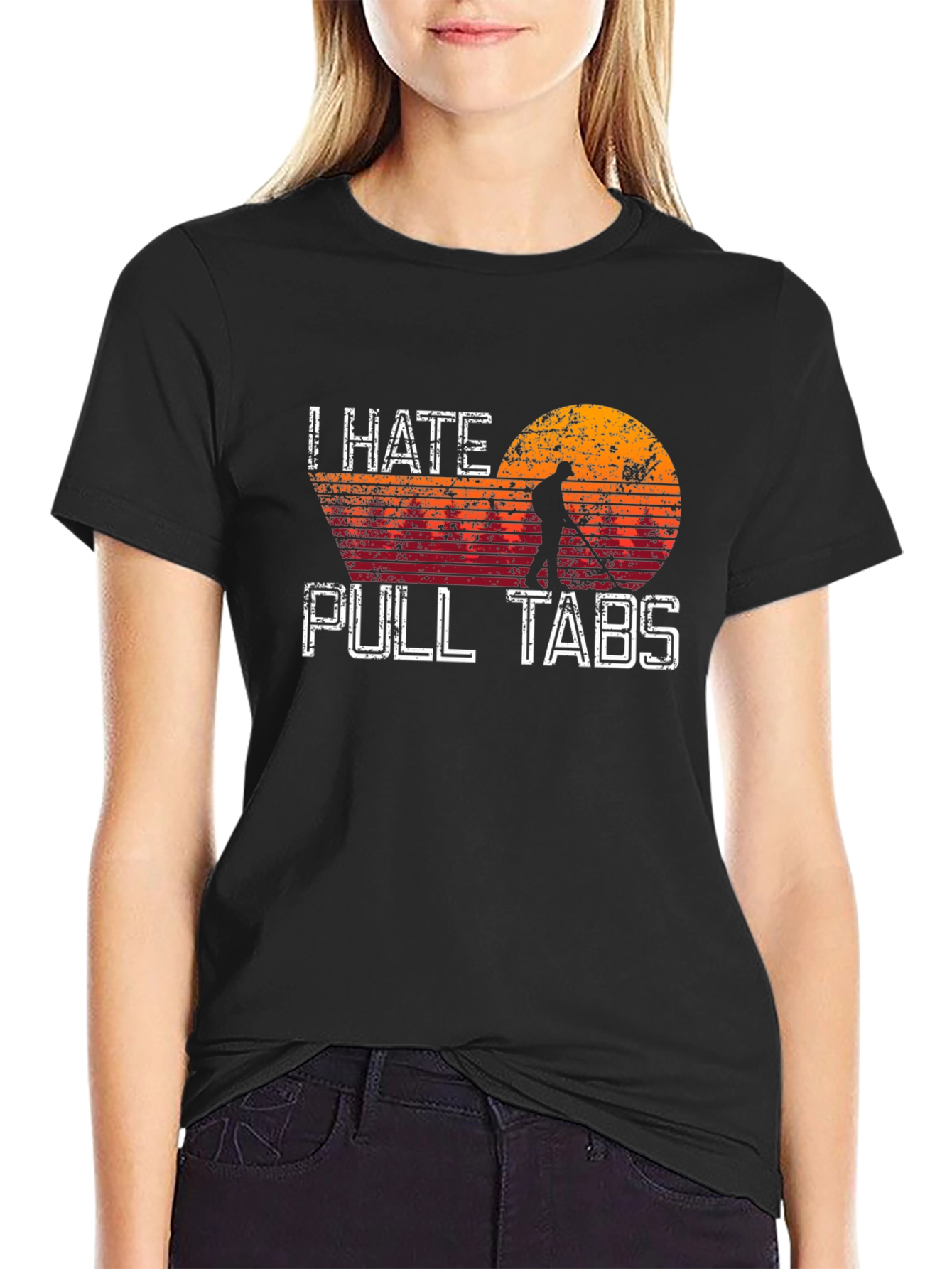 Black I Hate Pull Tabs Metal Detecting T-Shirt view 2