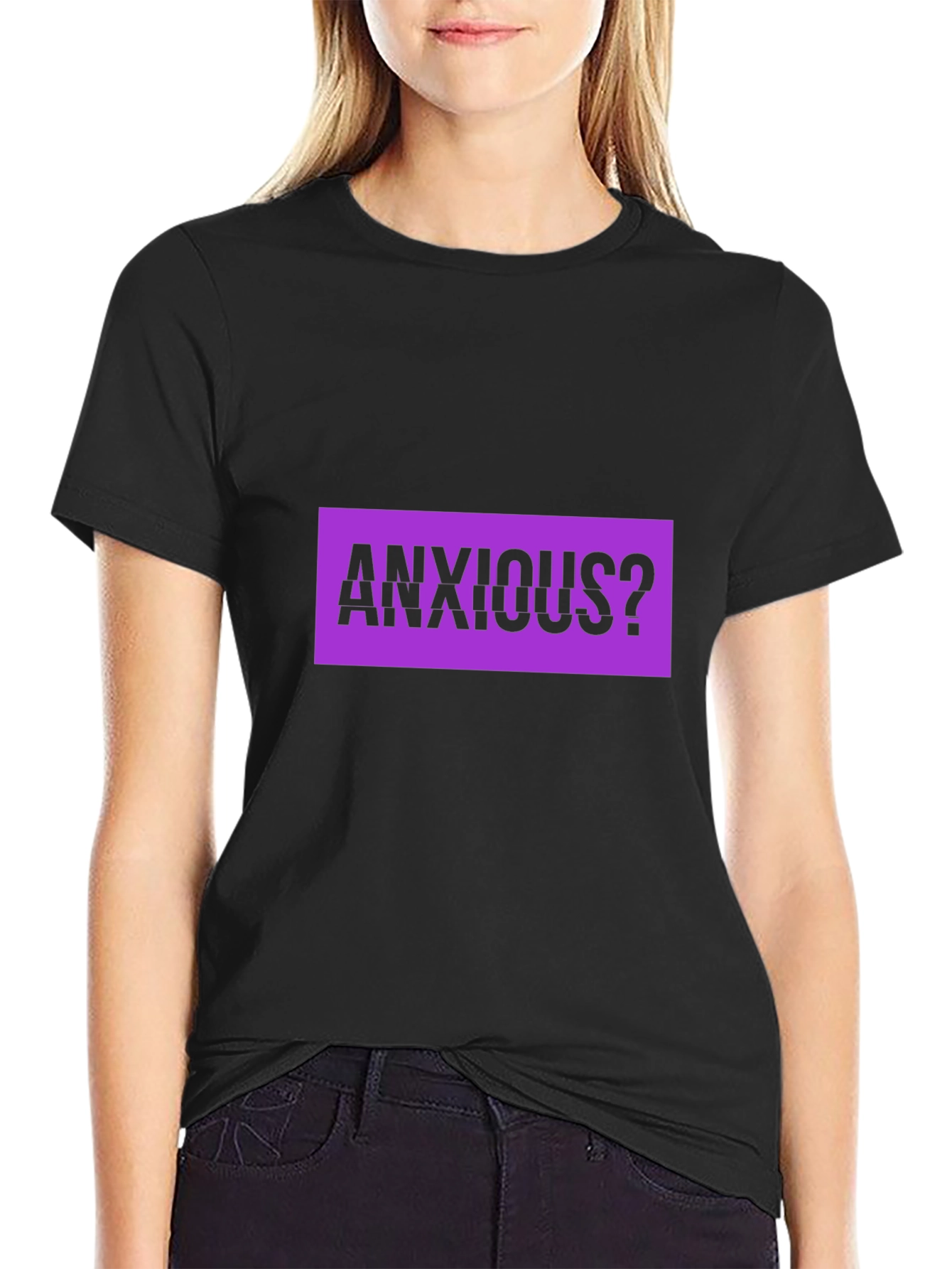 Black Anxious? Graphic Tee - Black Cotton T-Shirt view 2