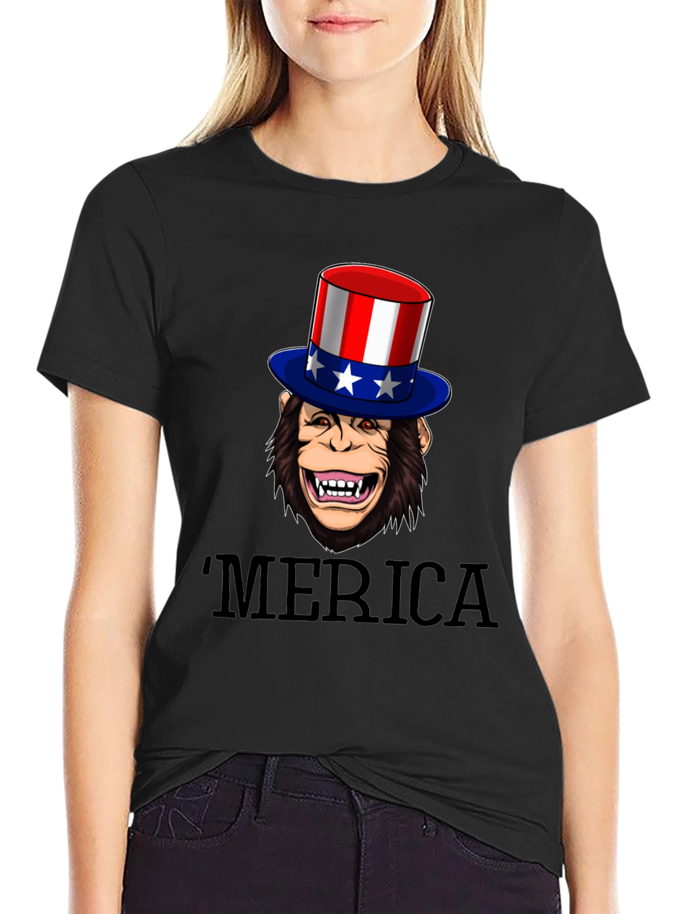 Black Patriotic Monkey T-Shirt view 2