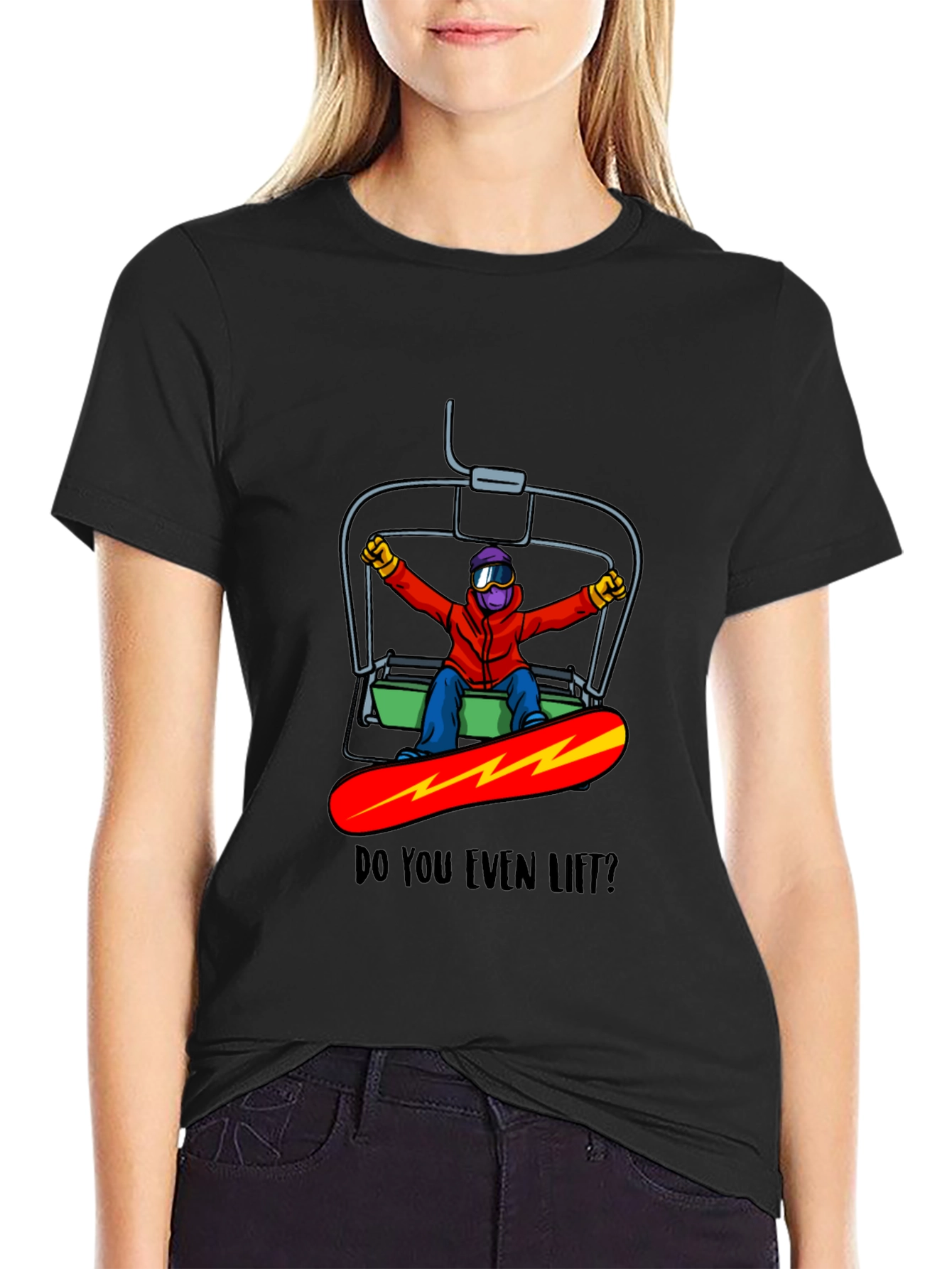 Black Snowboarder 'Do You Even Lift?' Graphic Tee view 2