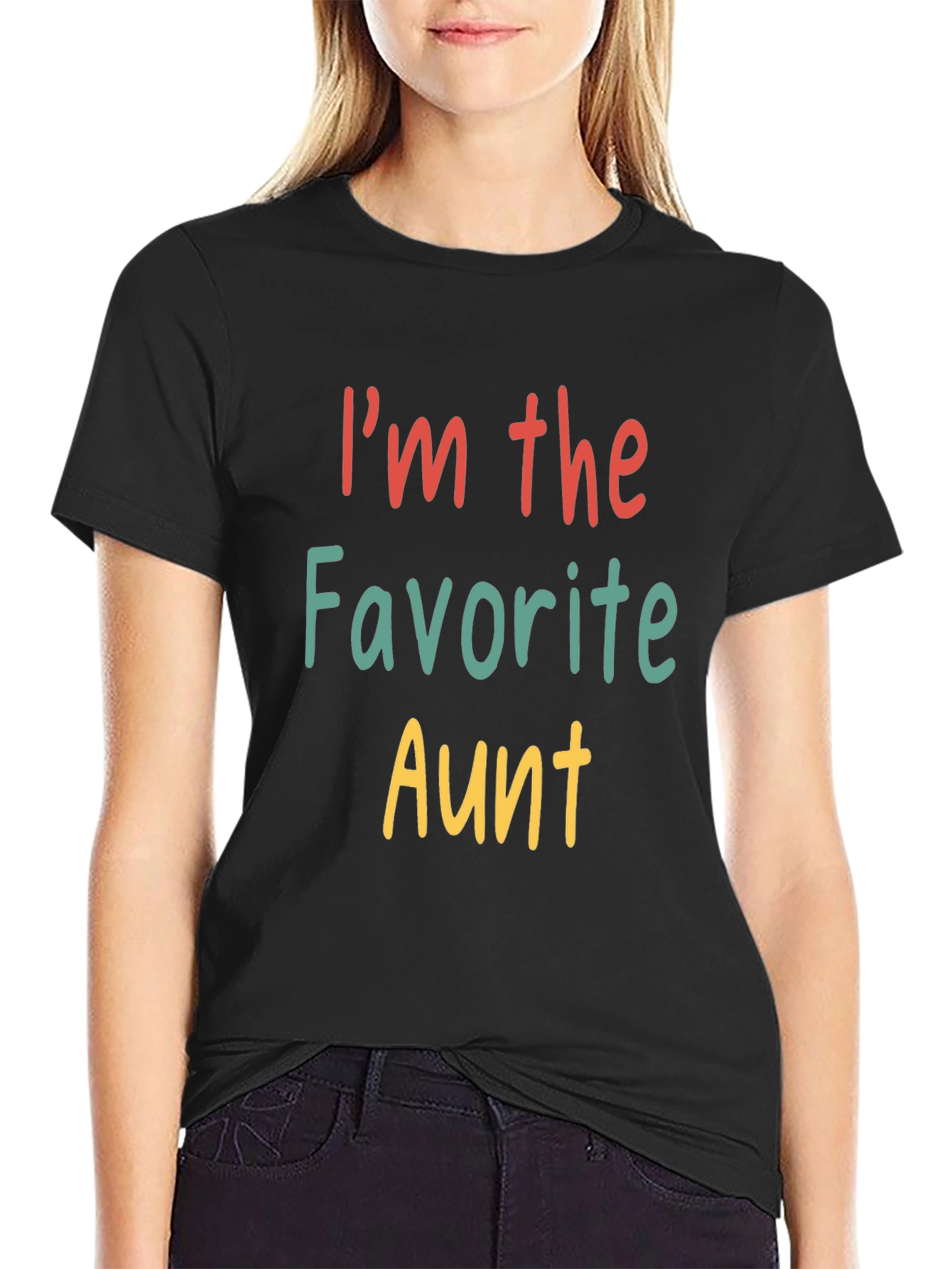 Black Favorite Aunt T-Shirt - Fun Family Tee view 2