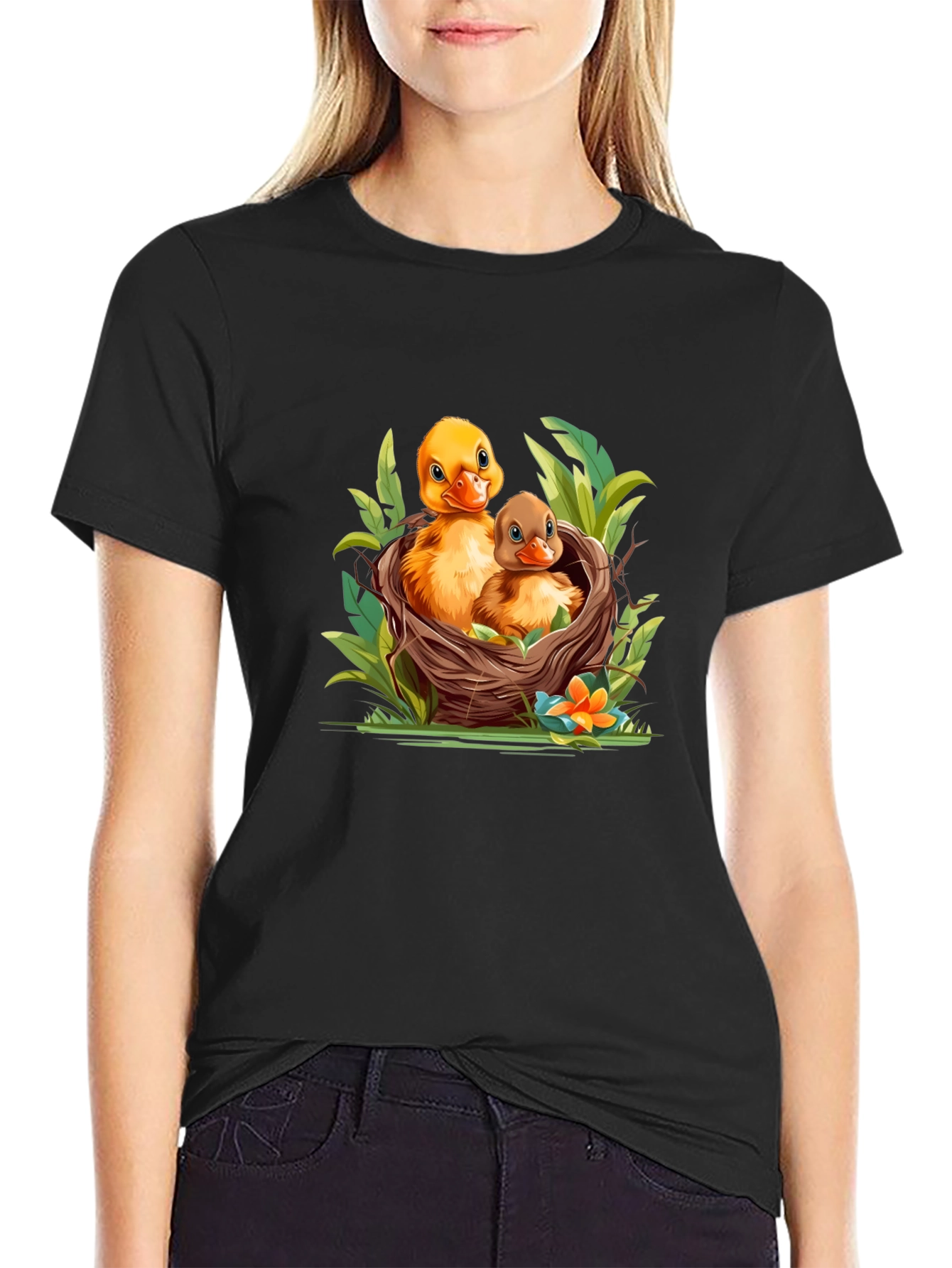 Black Ducklings in Nest Graphic T-Shirt view 2