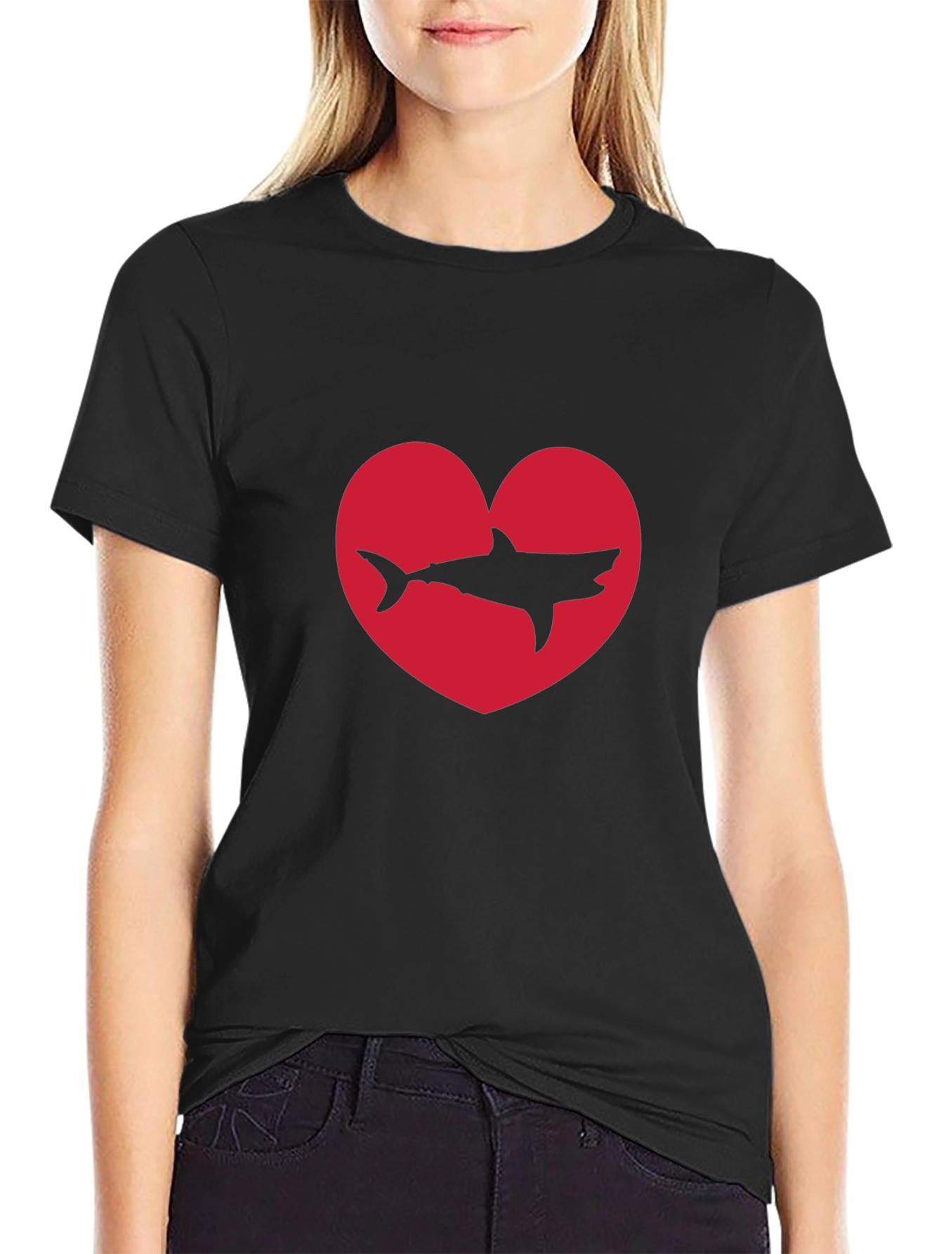Black Shark Heart Black T-Shirt view 2