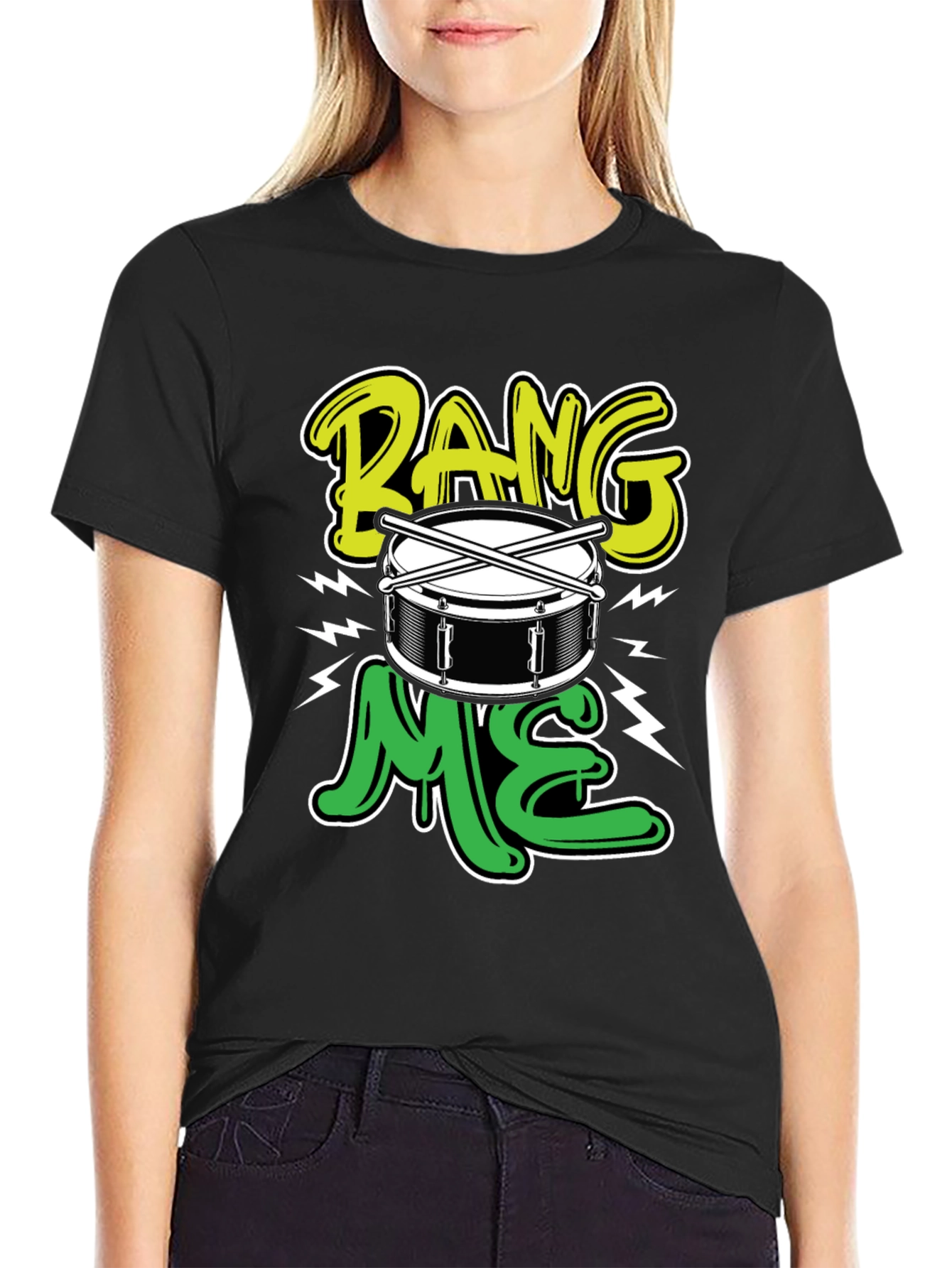 Black Bang Me Drummer T-Shirt view 2