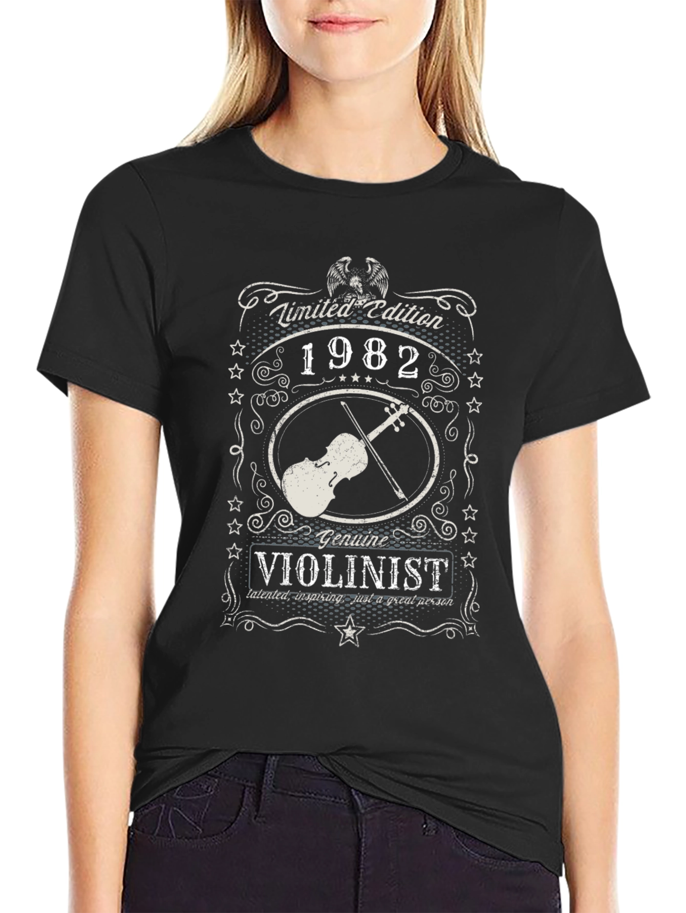 Black Genuine Violinist Limited Edition 1982 T-Shirt view 2