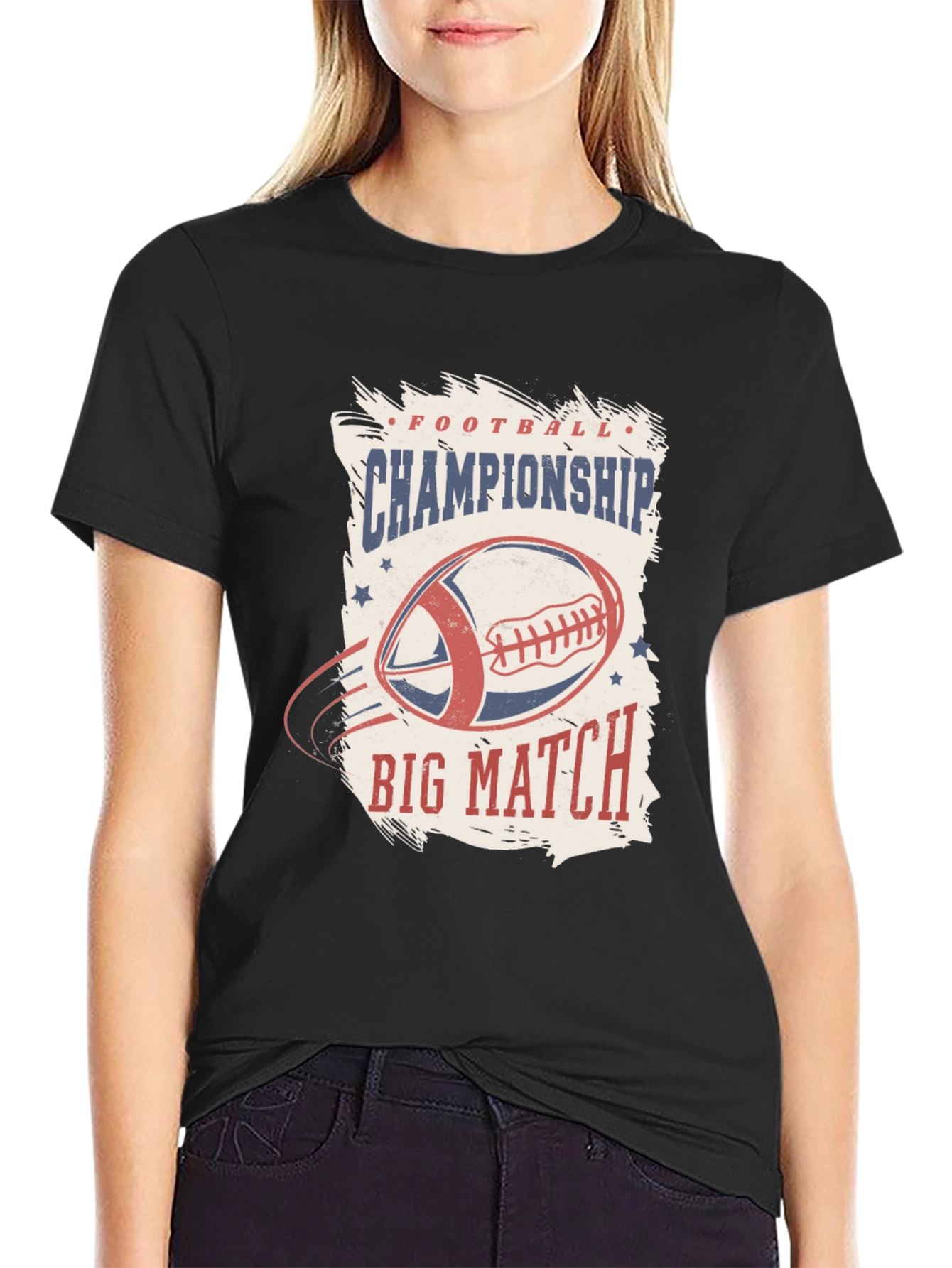 Black Football Championship Big Match Graphic Tee view 2