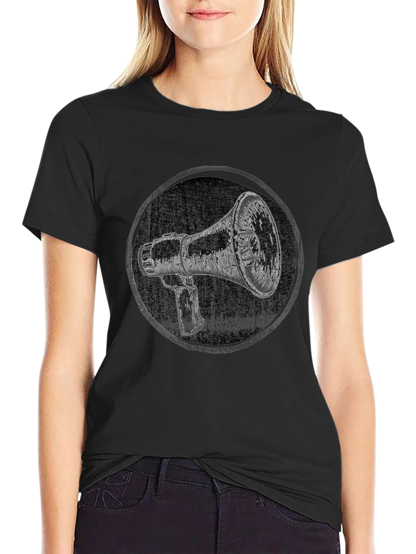 Black Megaphone Graphic Tee - Express Yourself! view 2