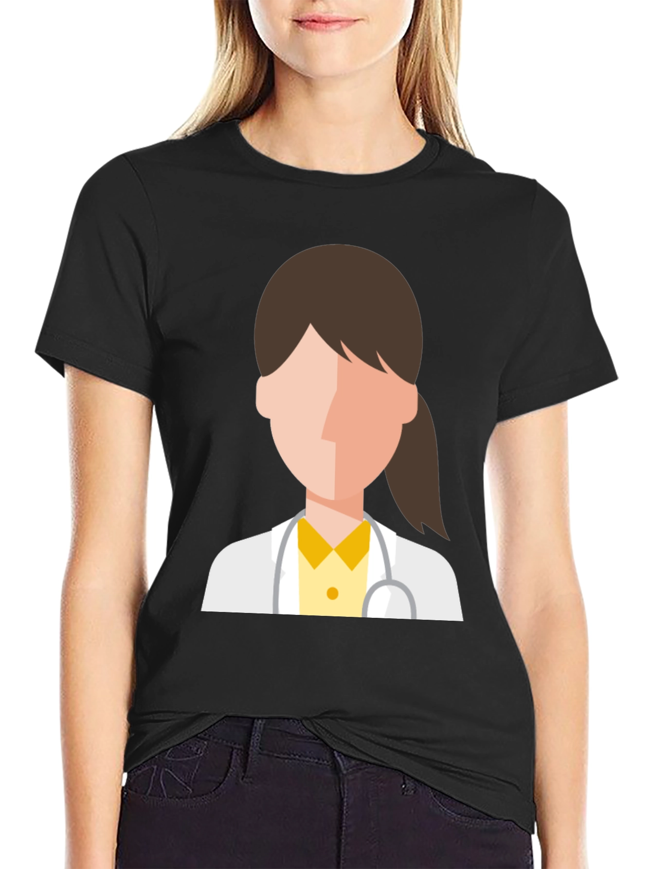 Black Doctor Graphic T-Shirt - Black Cotton Tee view 2