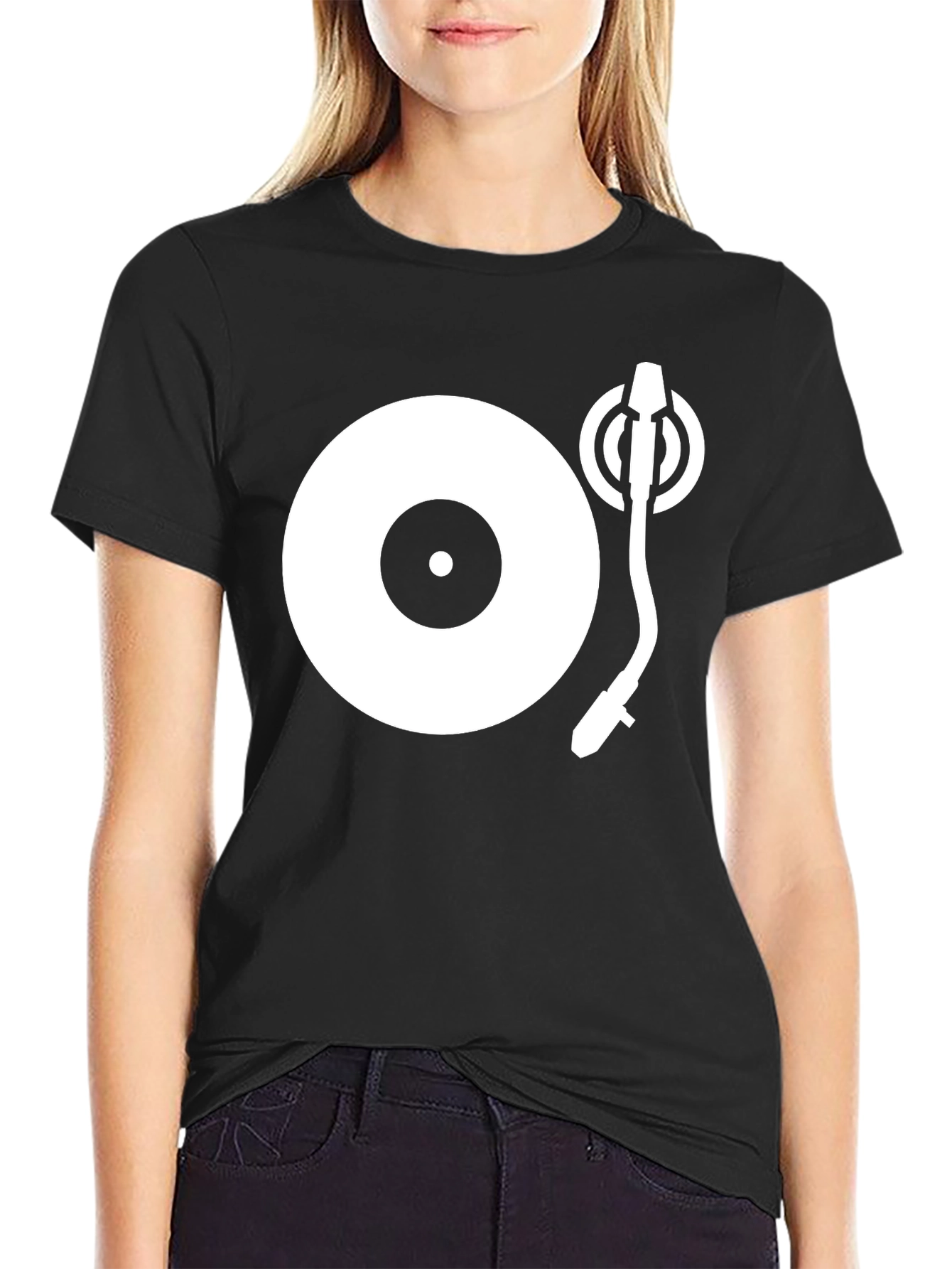 Black Turntable Graphic Black T-Shirt view 2
