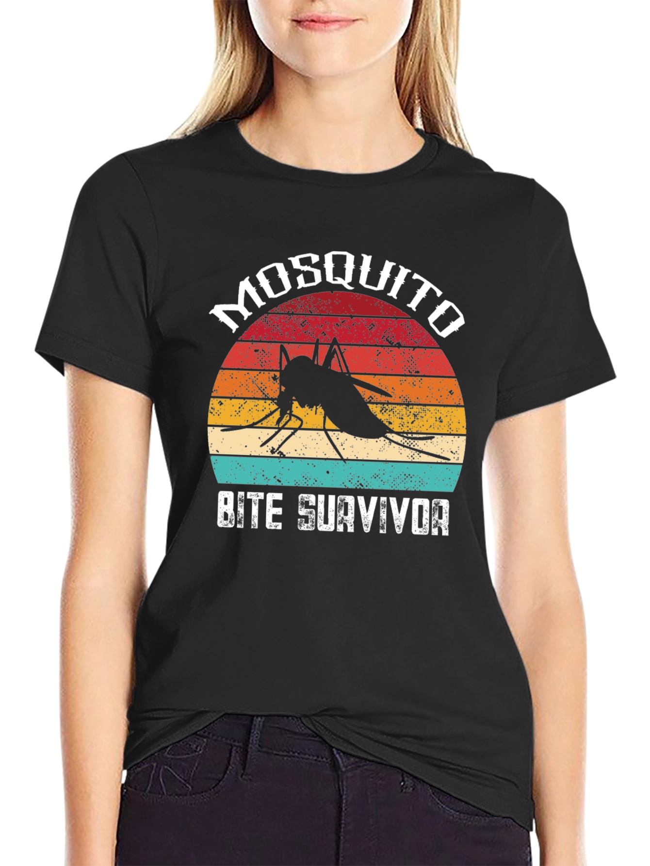 Black Mosquito Bite Survivor T-Shirt - Vintage Style  view 2