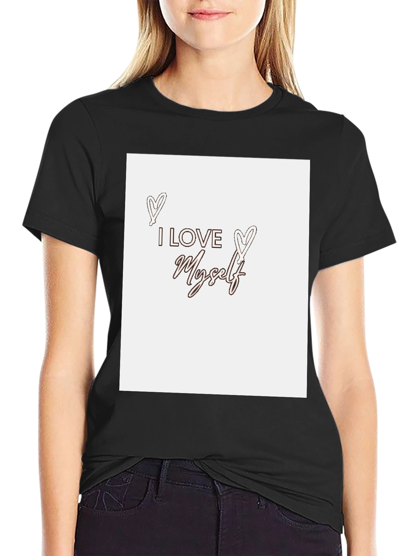 Black I Love Myself Graphic T-Shirt - Trendy Tee view 2