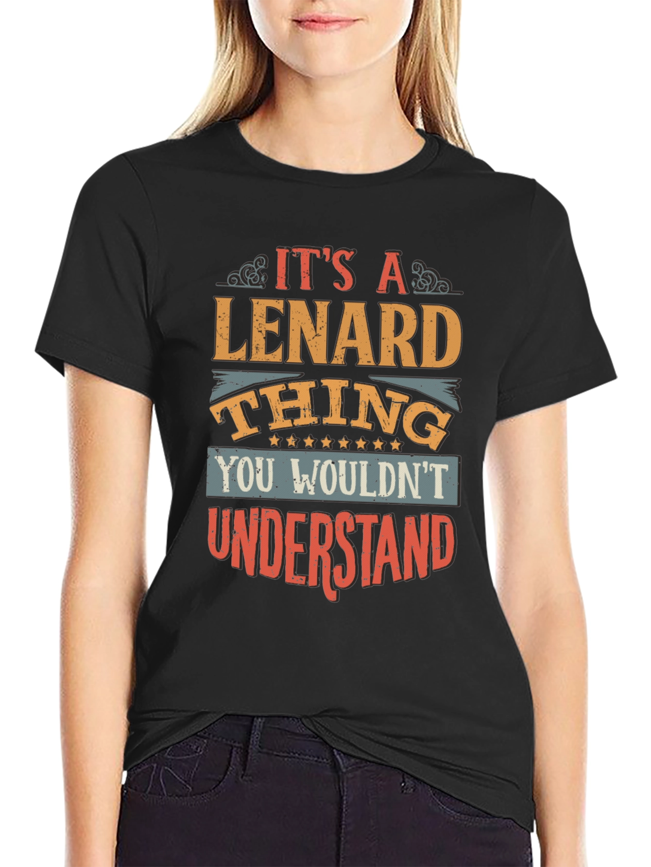 Black Lenard Thing Graphic Tee - Unique Gift Idea view 2