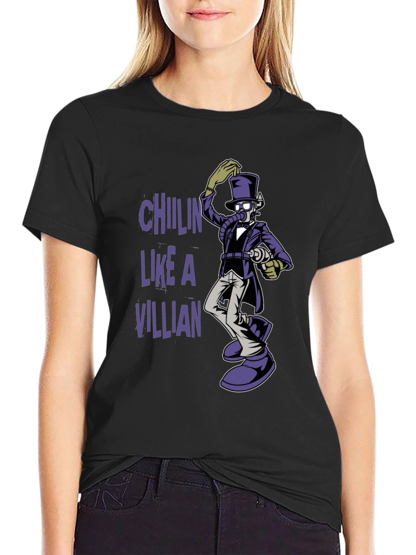 Black Chillin' Like a Villain Graphic Tee view 2